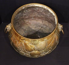 Circa 1860-80 English Circular Repousse Brass Jardiniere