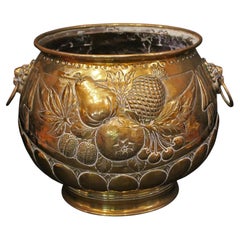 Circa 1860-80 English Circular Repousse Brass Jardiniere