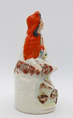 Circa 1860-80 English Staffordshire Little Red Riding Hood Figure