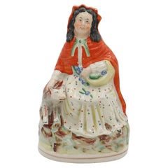 Circa 1860-80 English Staffordshire Little Red Riding Hood Figure