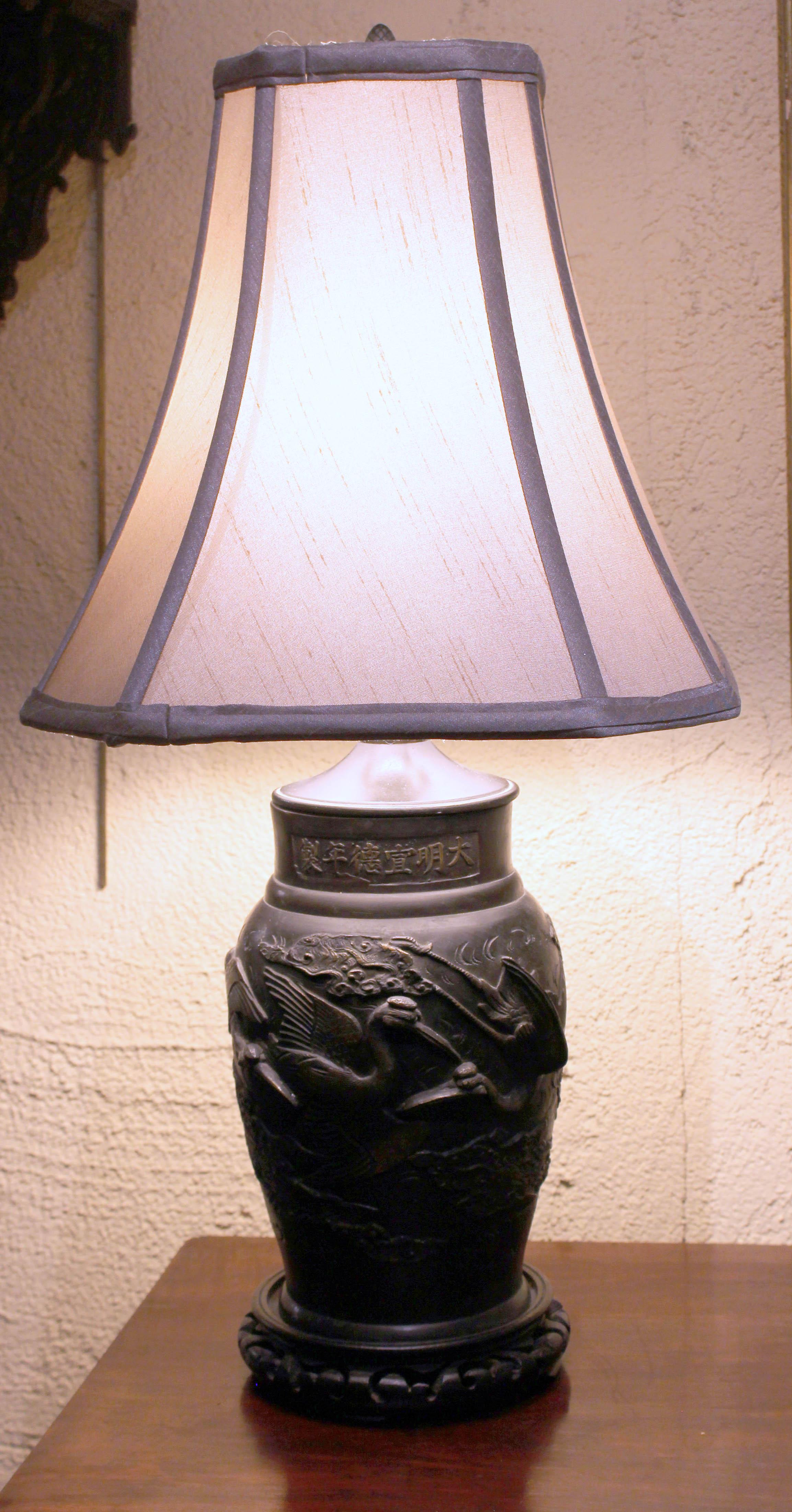 Circa 1860-80 Meiji Parcel Gilt Bronze Vase, Now as a Lamp, Japanese 7