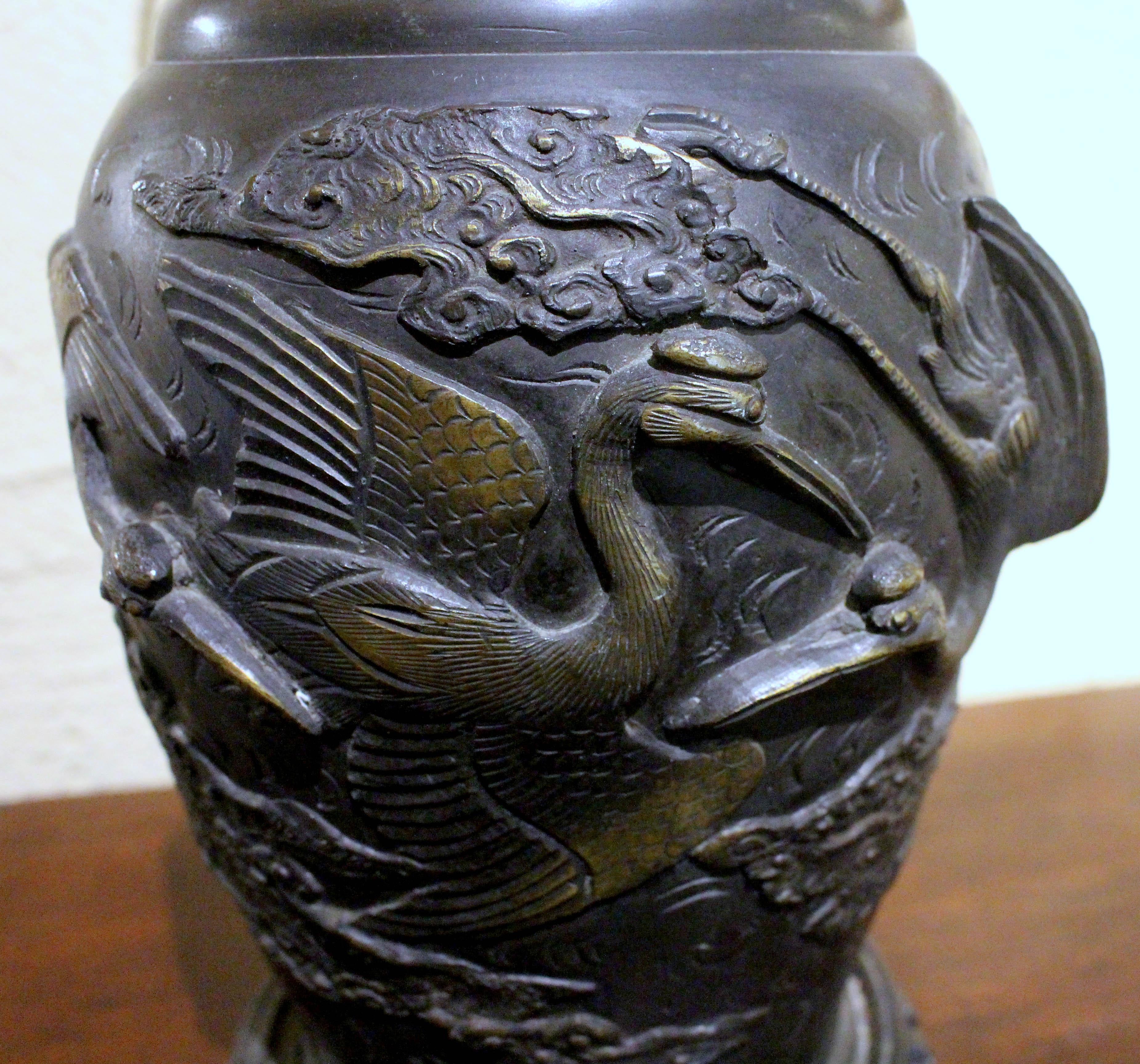 Circa 1860-80 Meiji Parcel Gilt Bronze Vase, Now as a Lamp, Japanese 4