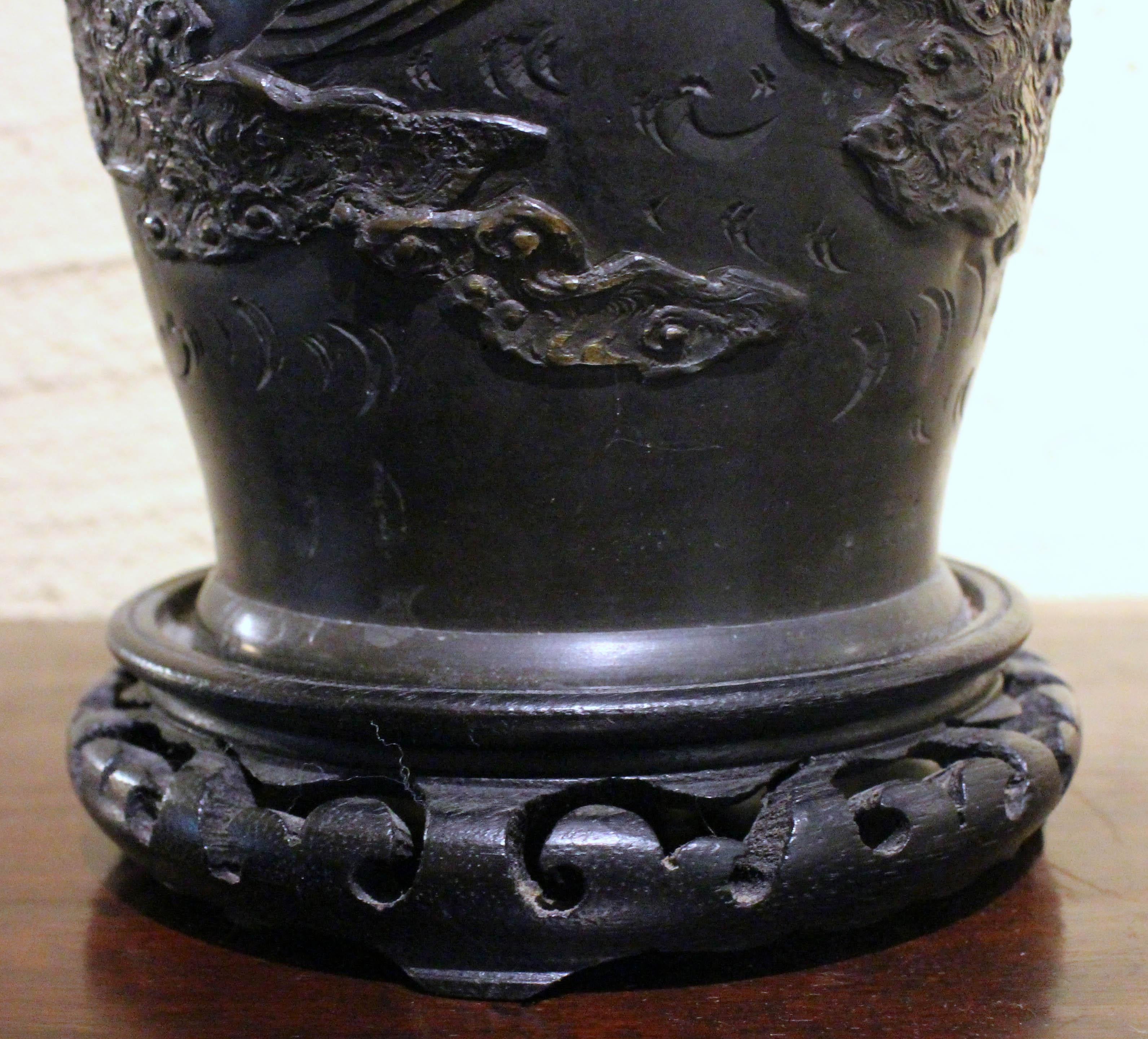 Circa 1860-80 Meiji Parcel Gilt Bronze Vase, Now as a Lamp, Japanese 5