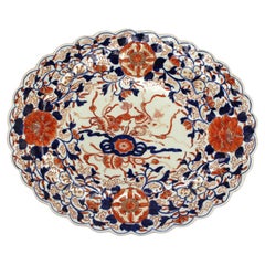 Antique Circa 1860-80 Oval Scalloped Imari Platter, Japanese