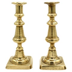 Circa 1860-80 Pair of English Brass Candlesticks