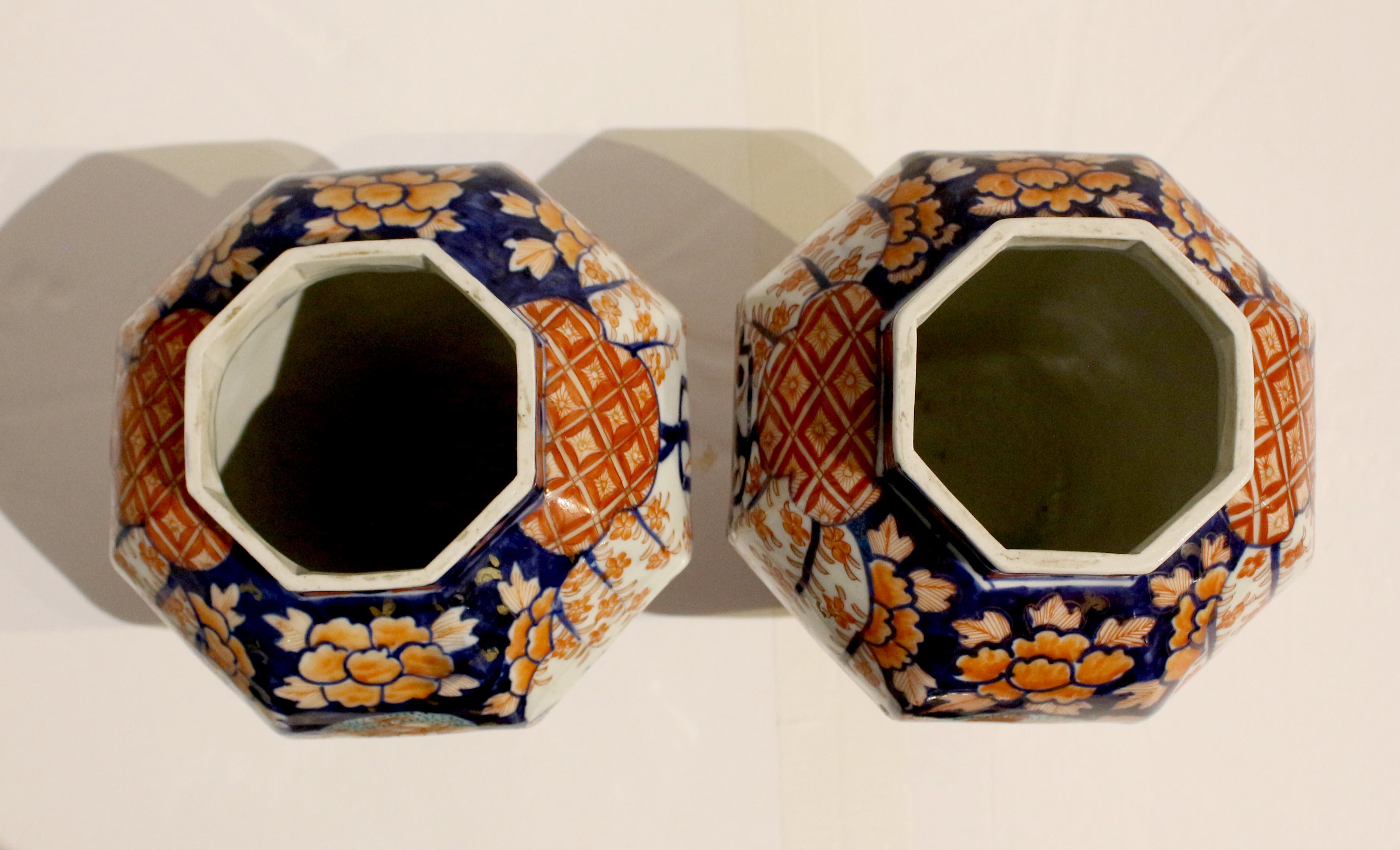 19th Century Circa 1860-80 Pair of Japanese Imari Covered Jars For Sale