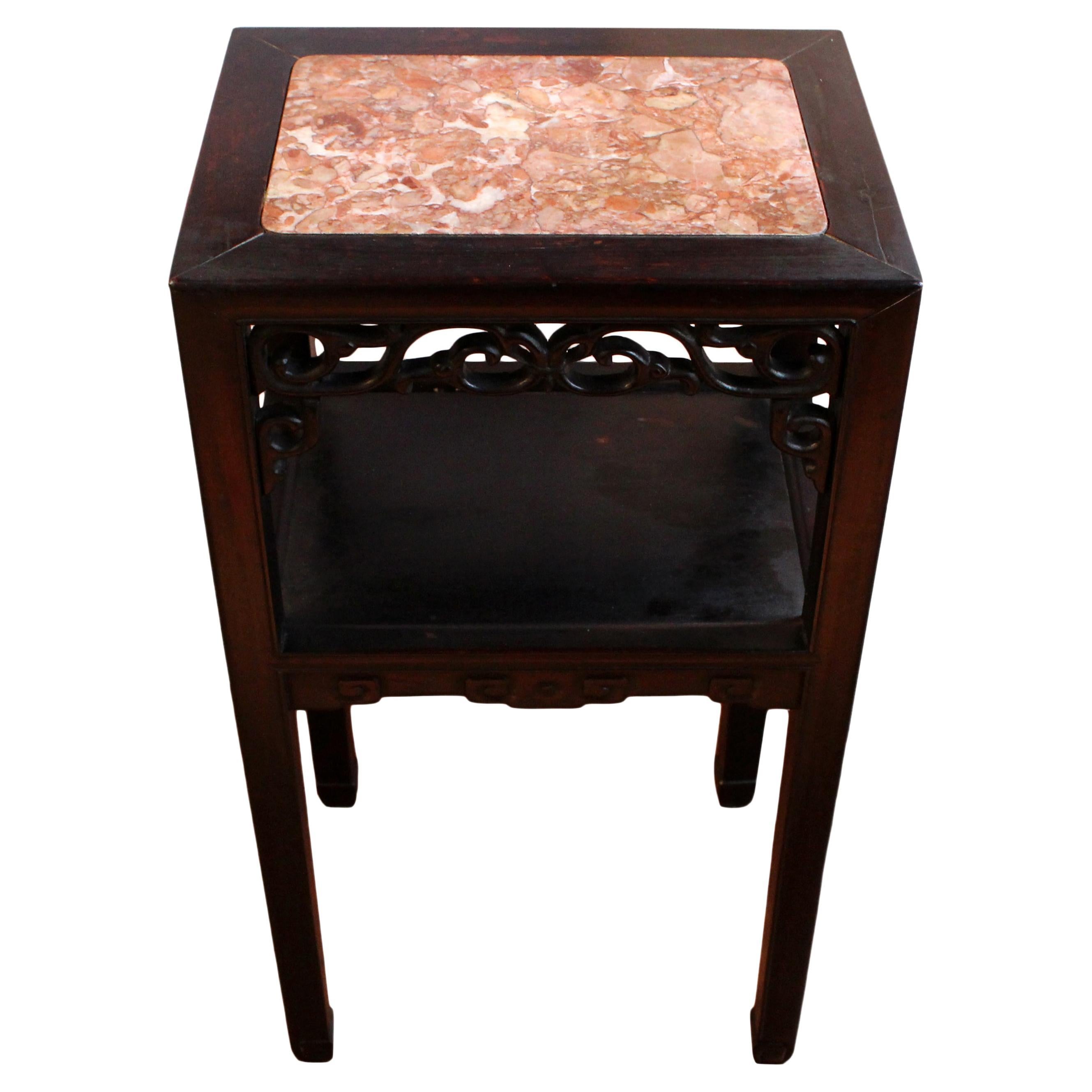 Circa 1860-80 Qing Dynasty Wood & Marble Table