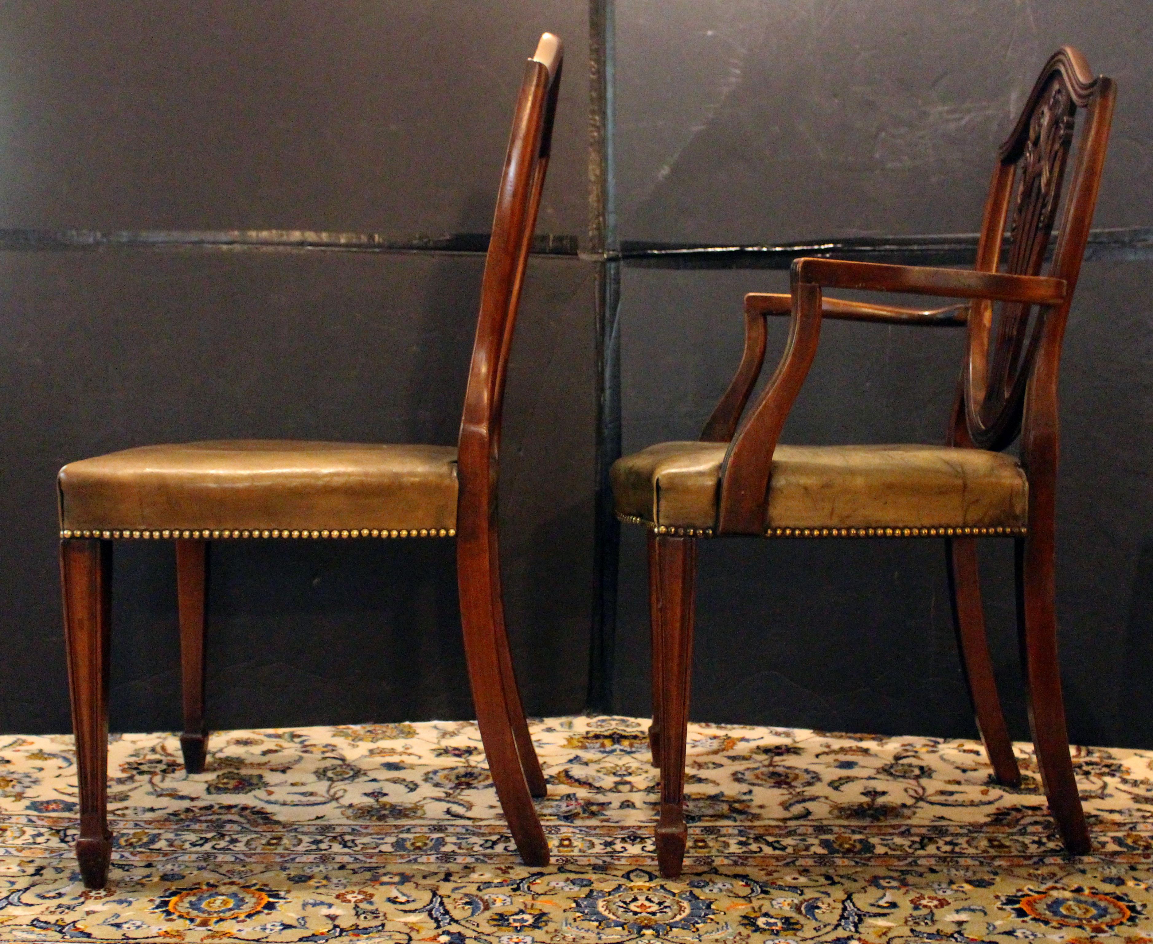 Mid-19th Century Circa 1860-80 Set of 12 English Georgian Style Dining Chairs