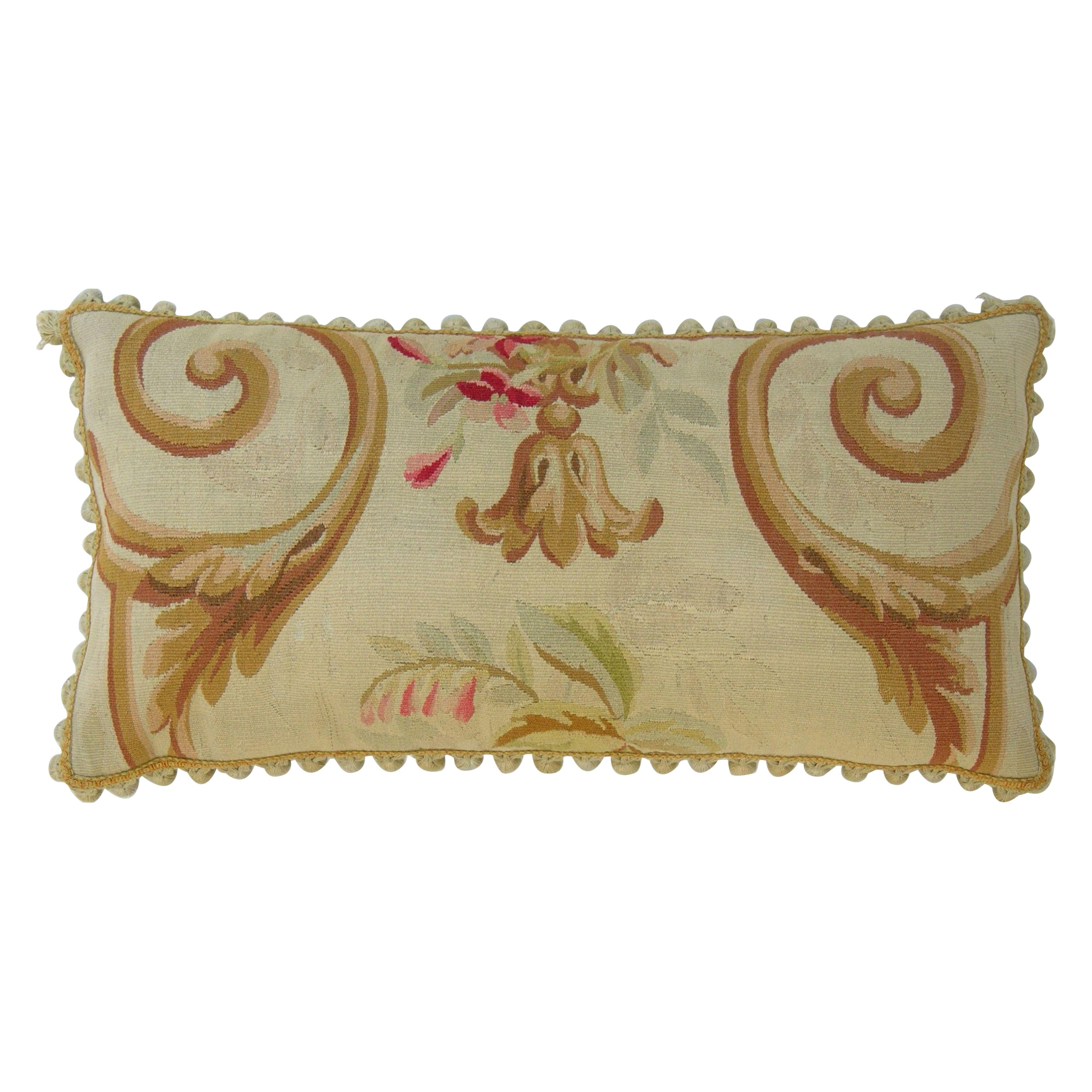 Cuscino Aubusson francese antico del 1860 circa