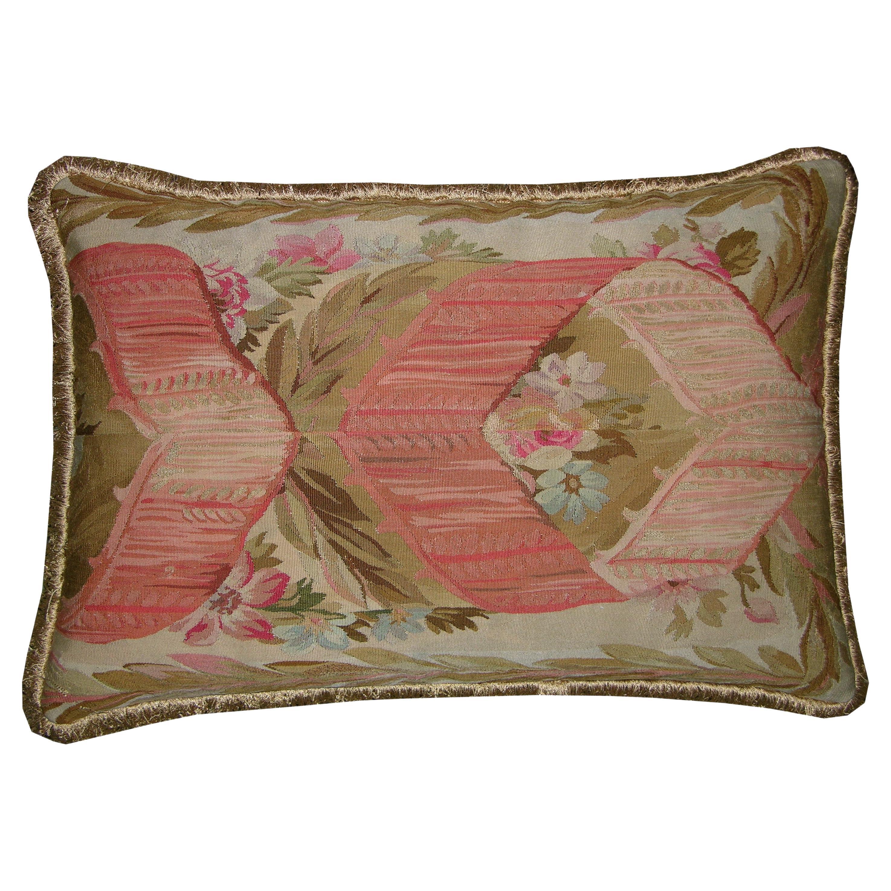 Circa 1860 Antique French Aubusson Pillow For Sale