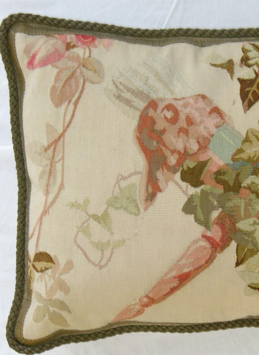 Ca. 1860 Antique French Aubusson Tapestry Pillow