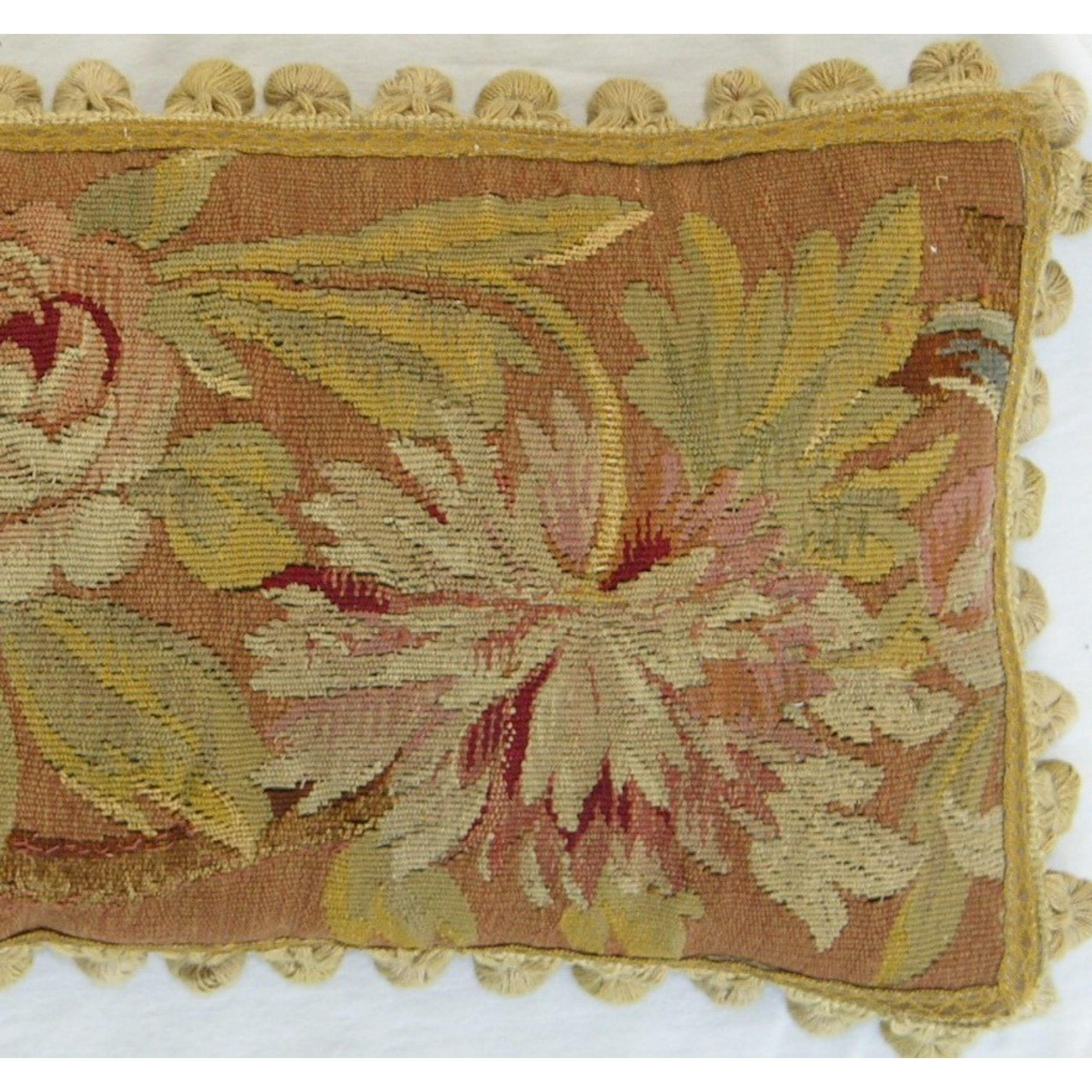 Ca. 1860 Antique French Aubusson Tapestry Pillow