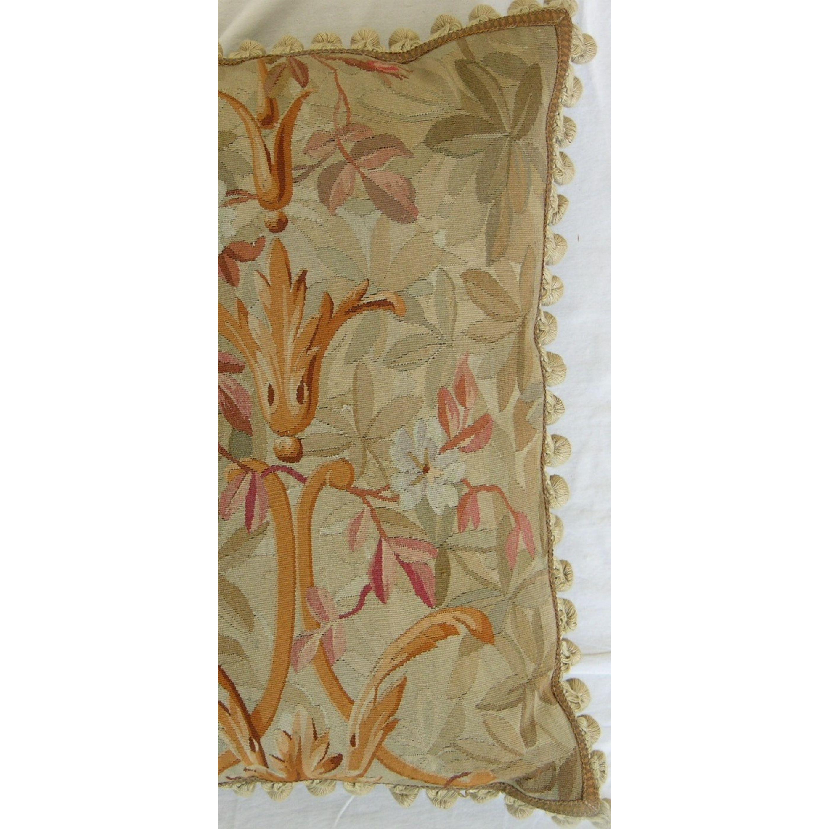 French Provincial Circa 1860 Antique French Aubusson Tapestry Pillow For Sale