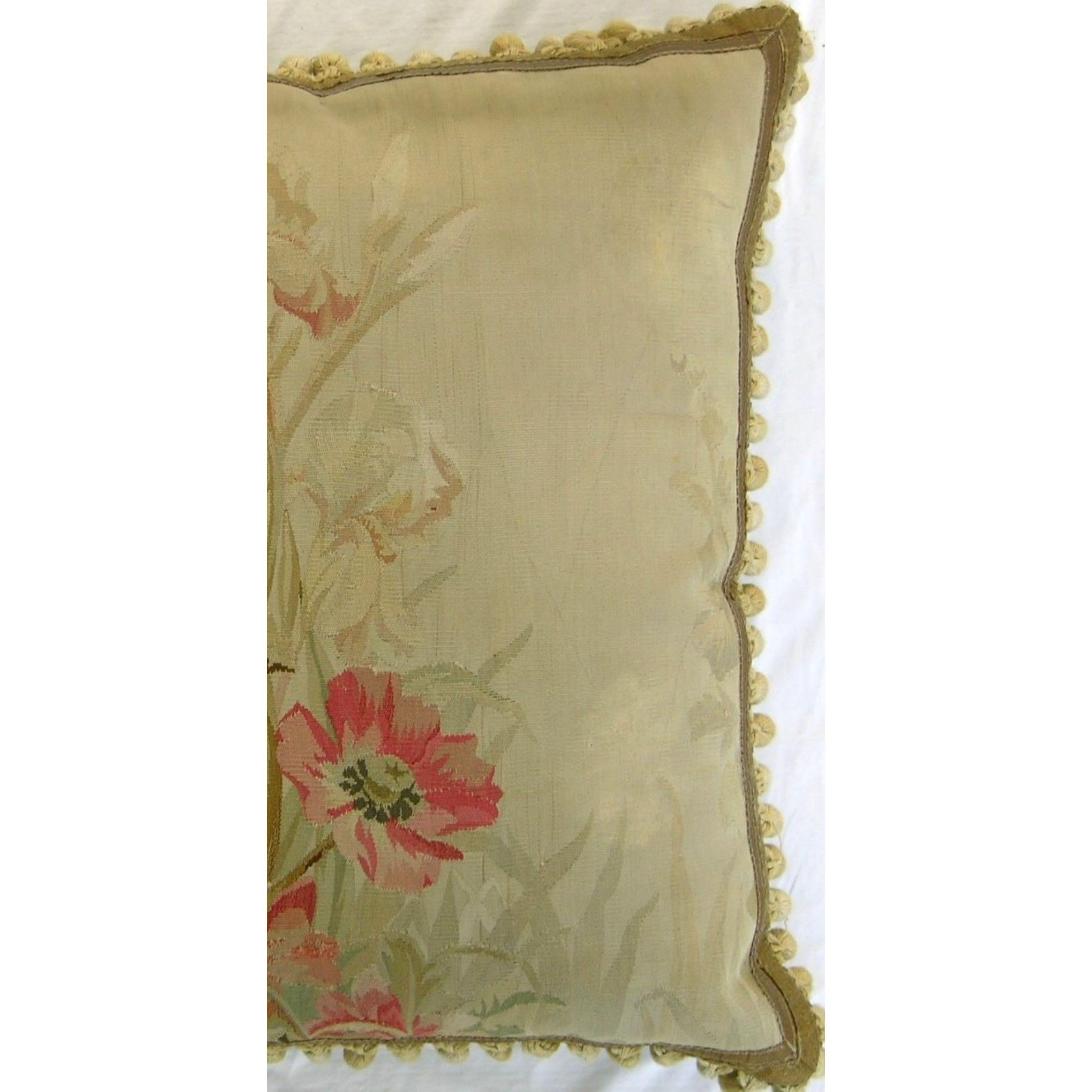 Empire Circa 1860 Antique French Aubusson Tapestry Pillow For Sale