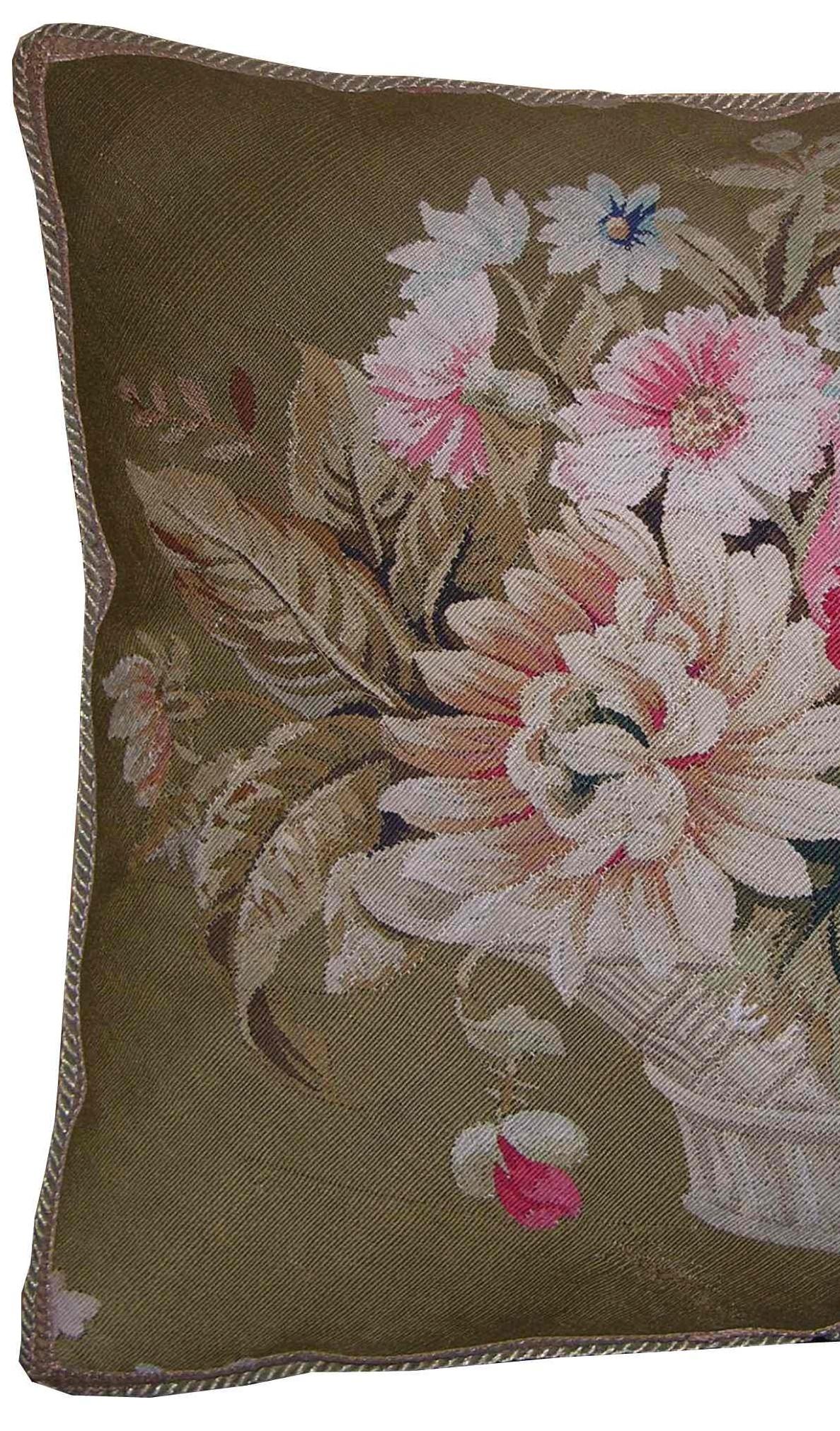 French Provincial Circa 1860 Antique French Aubusson Tapestry Pillow For Sale