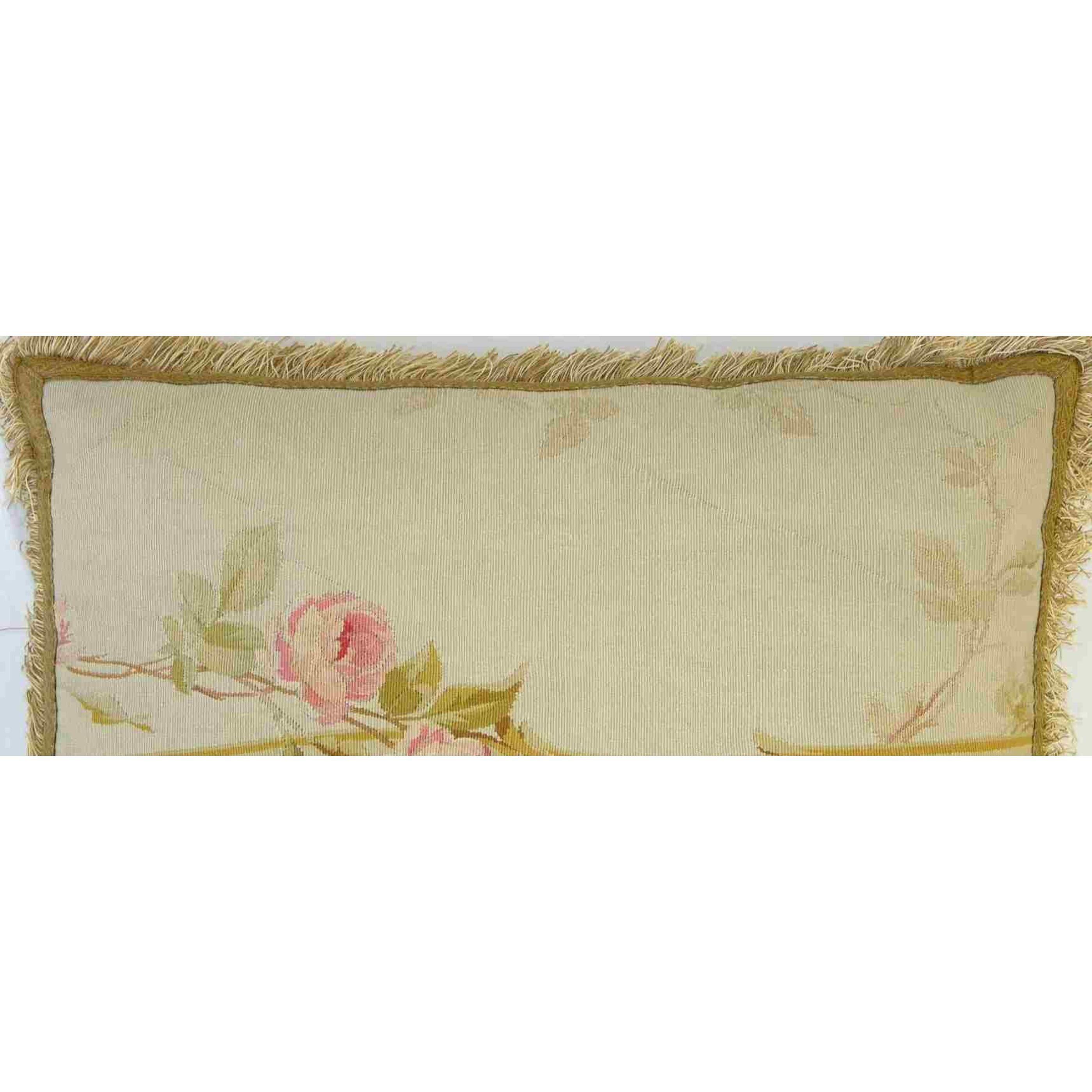 Circa 1860 Antique French Aubusson Tapestry Pillow In Good Condition For Sale In Los Angeles, US
