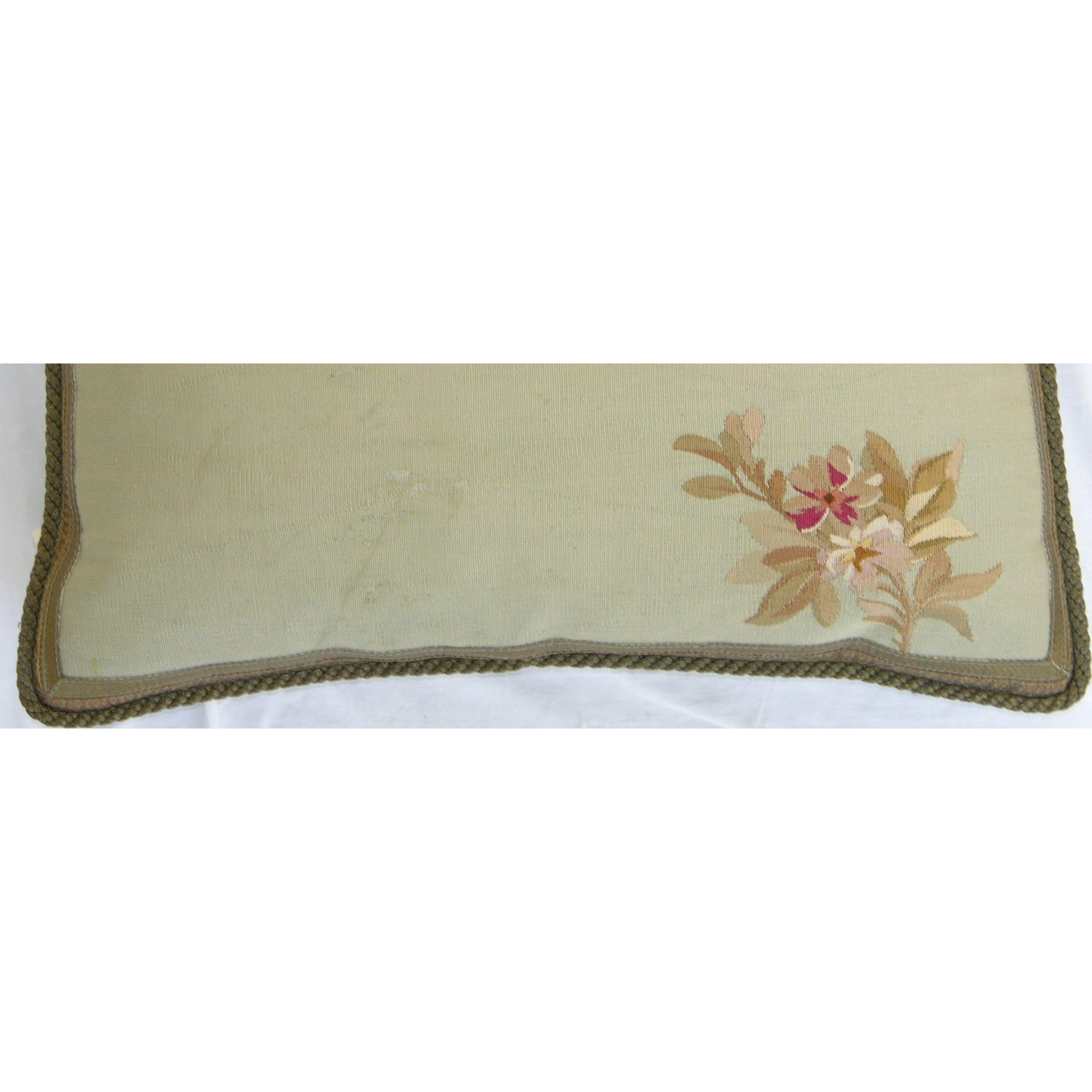 Circa 1860 Antique French Aubusson Tapestry Pillow In Good Condition For Sale In Los Angeles, US