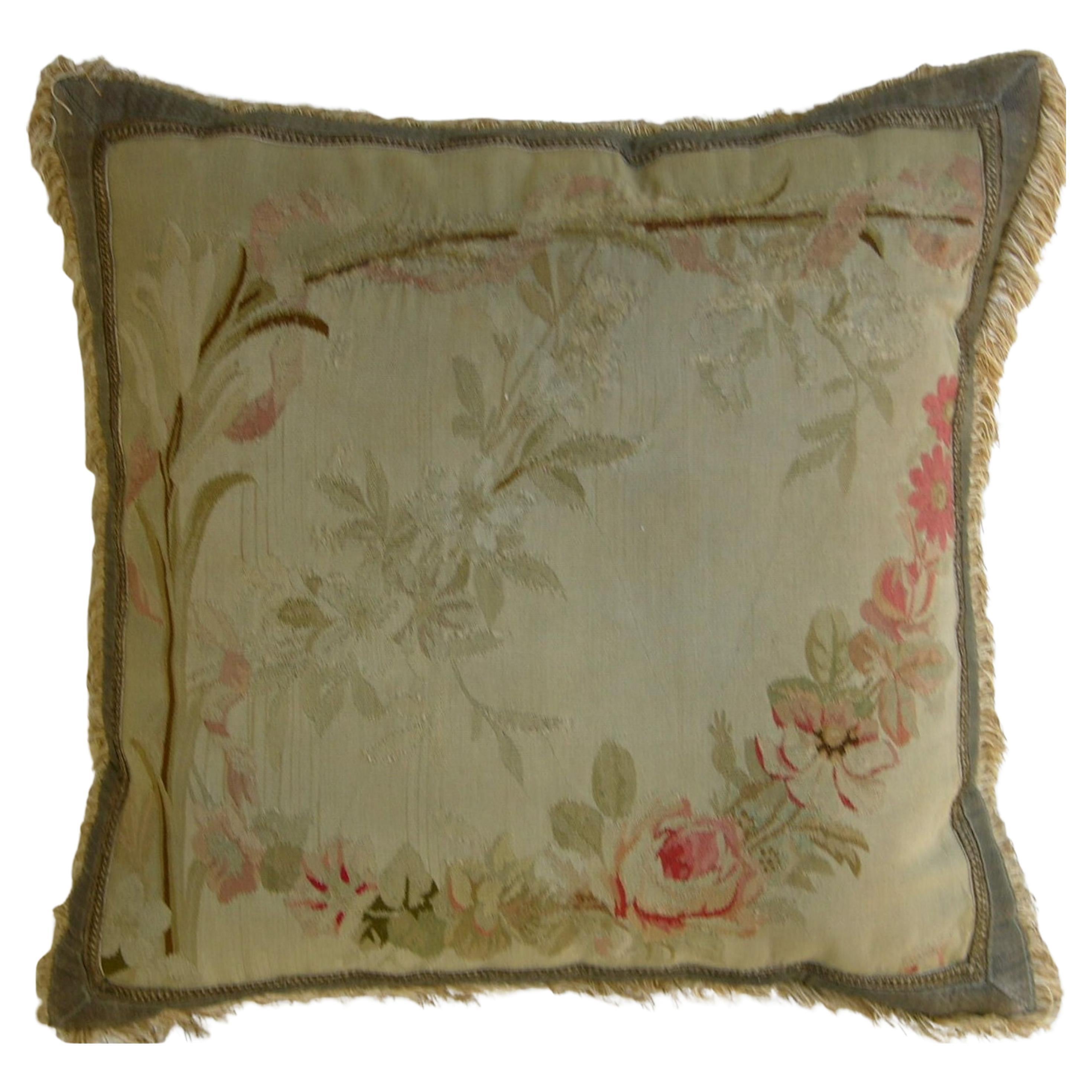 Circa 1860 Antique French Aubusson Tapestry Pillow For Sale