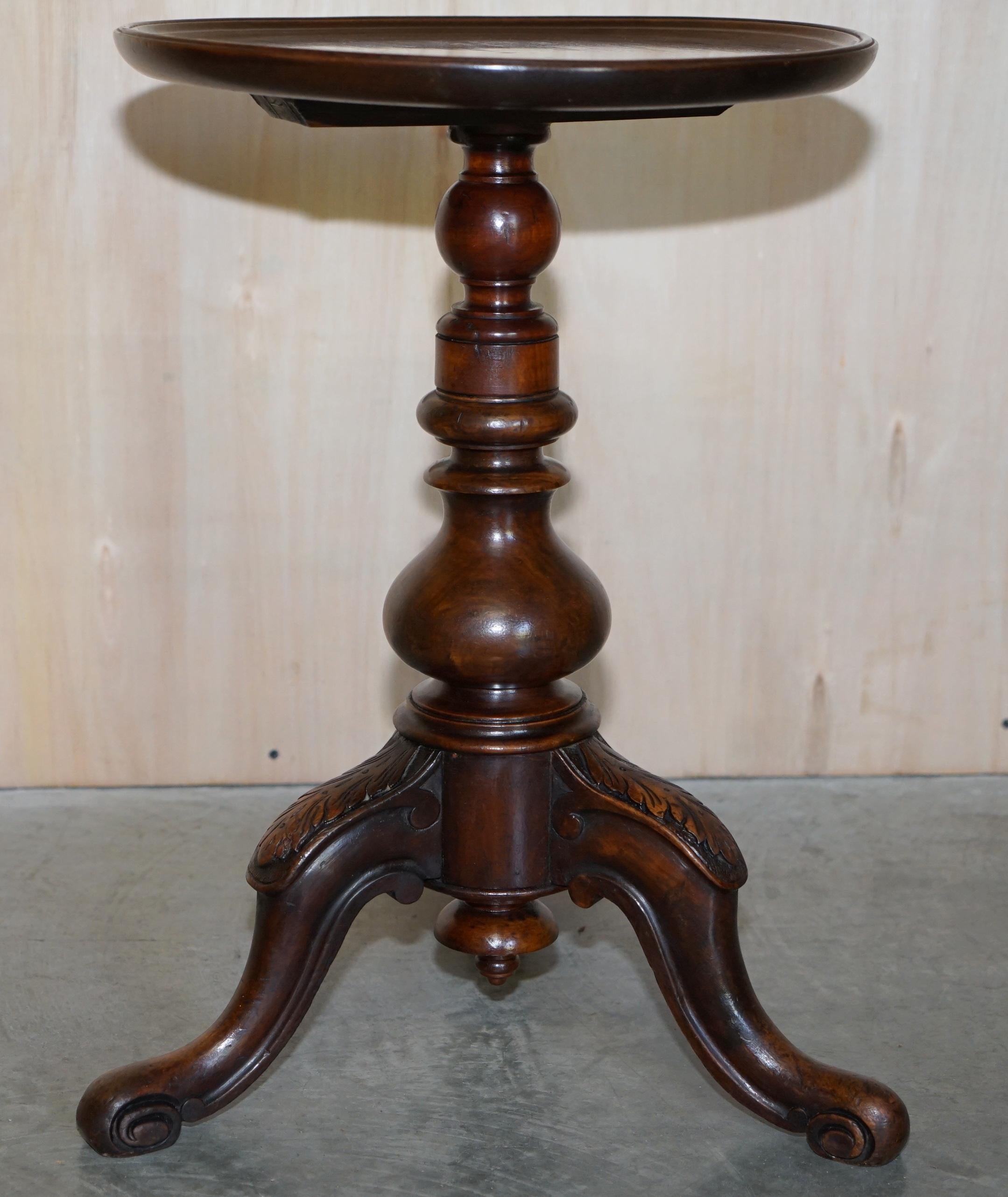 Hand-Crafted circa 1860 Antique Victorian Gillows Kettle Stand Tripod Mahogany & Walnut Table
