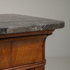 Circa 1860 Black Wood Biedermeier Chest of Drawers with Marble Top
