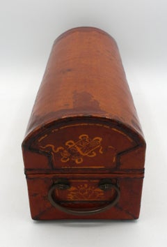 Circa 1860 Chinese Domed Top Pigskin Leather Scroll Case Box
