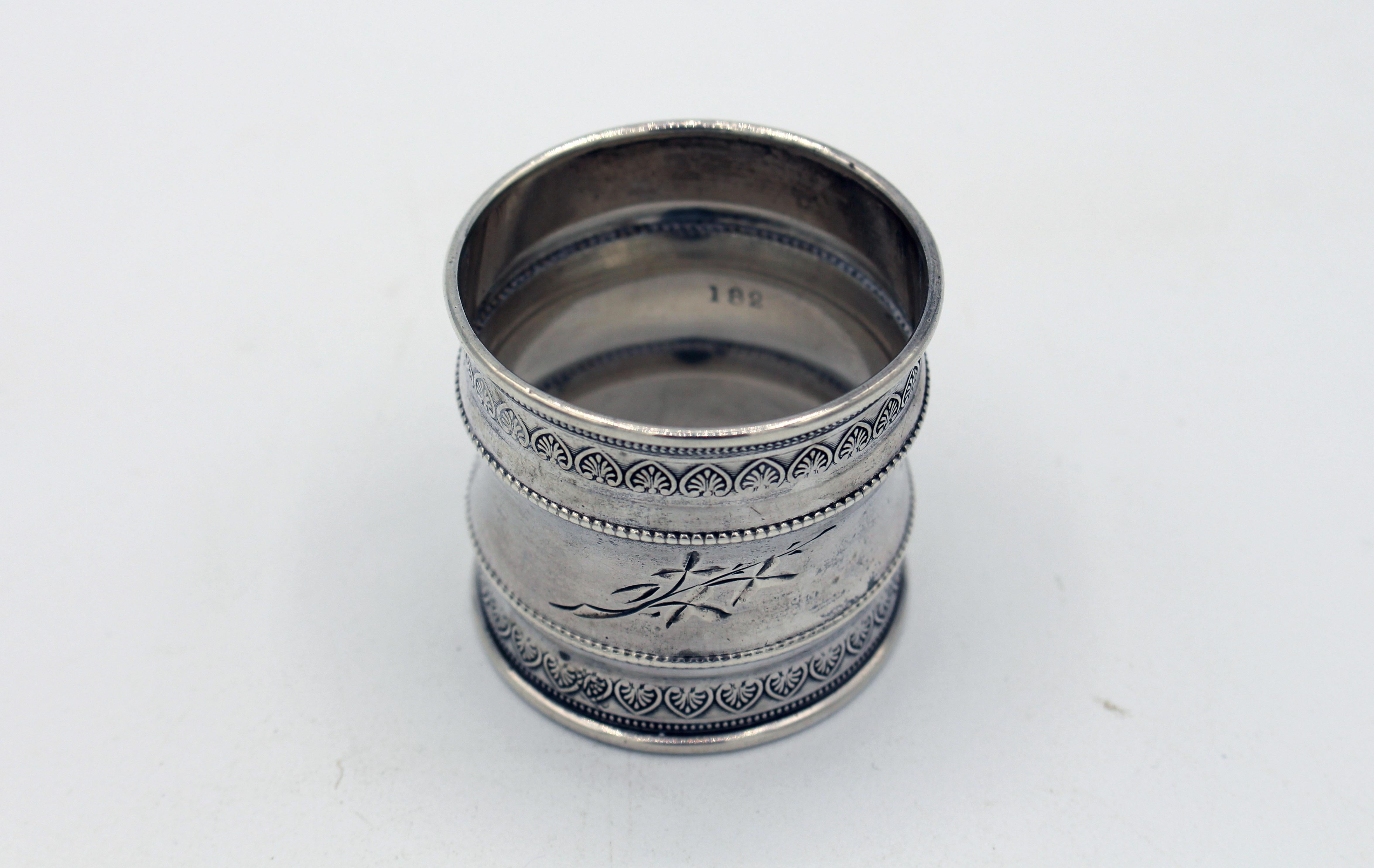 19th Century Circa 1860 Coin Silver Napkin Ring For Sale