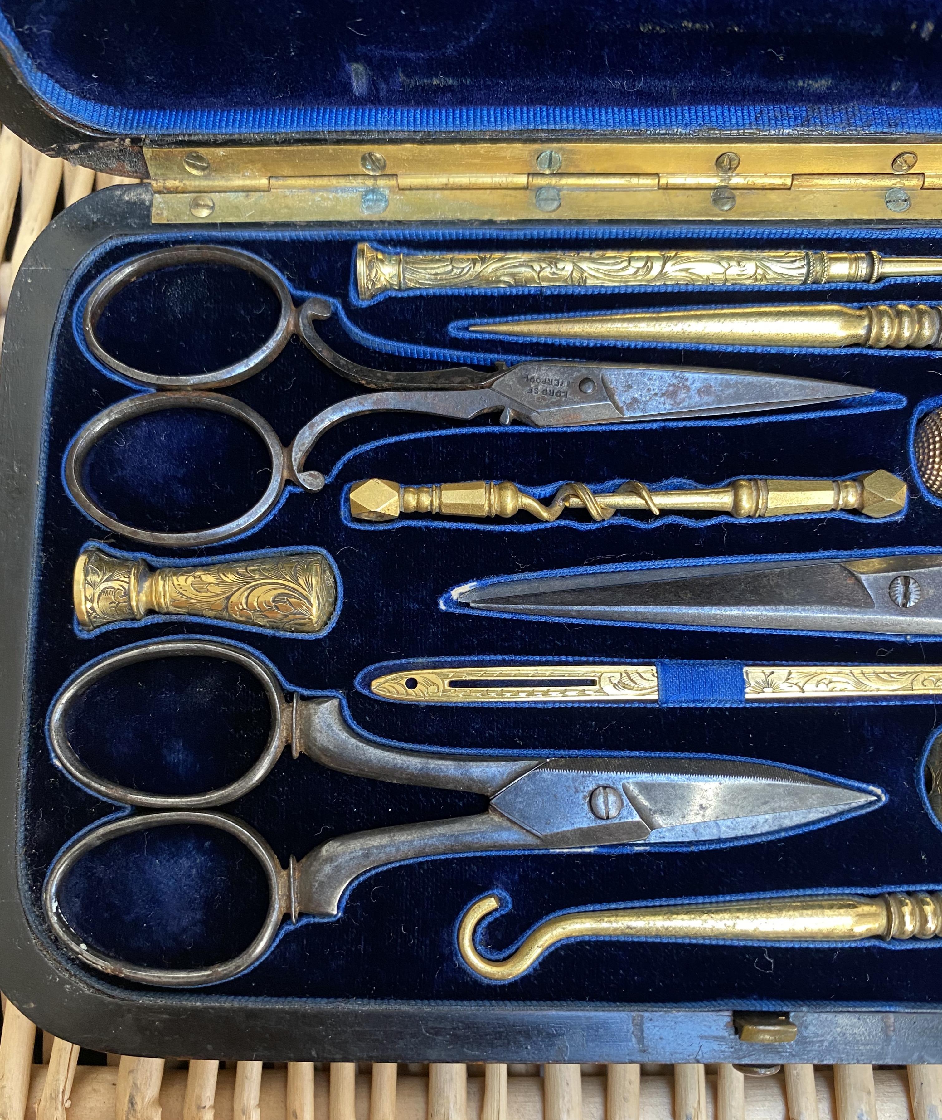 Coromandel Wood Gold Gilt Etui Sewing Kit Asprey Pencil Shell Cameos, circa 1860 8