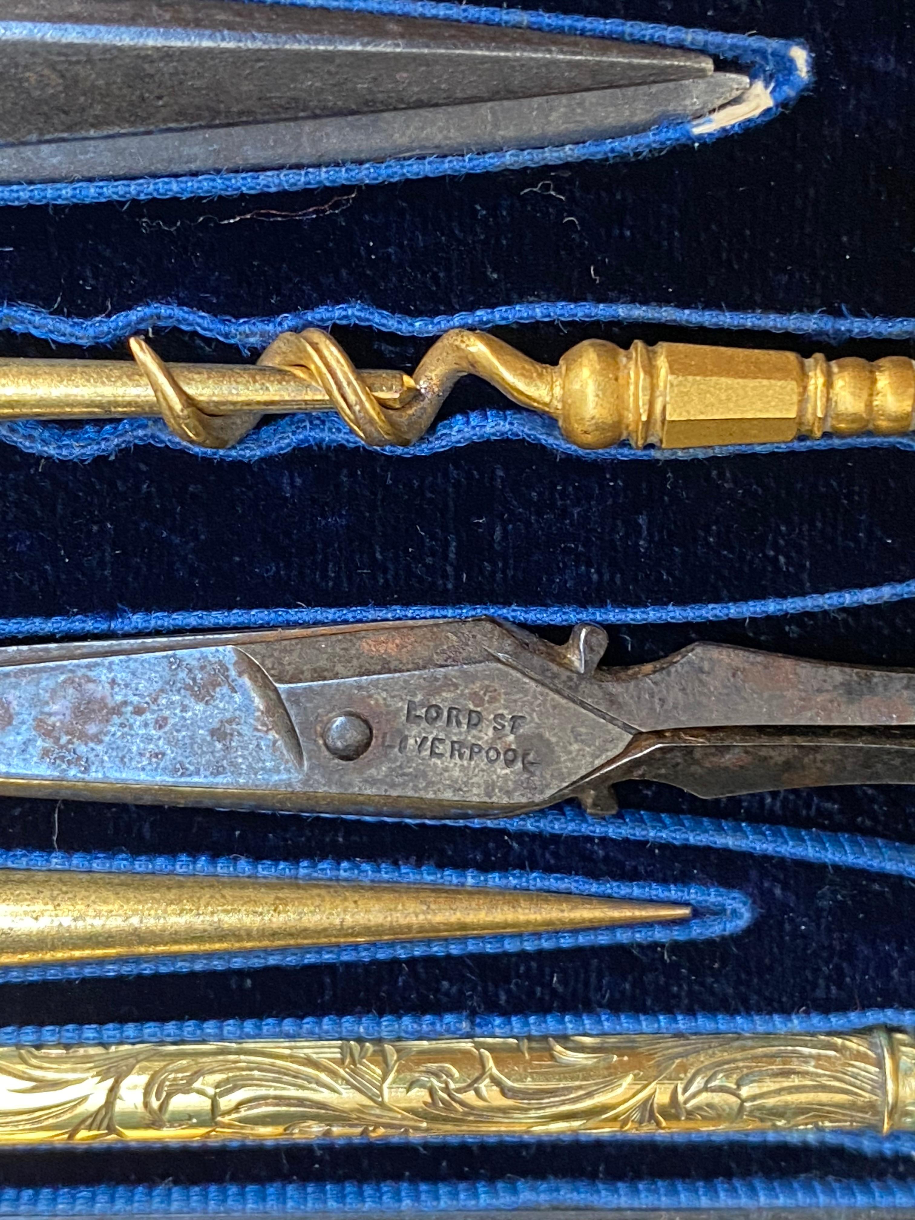 Coromandel Wood Gold Gilt Etui Sewing Kit Asprey Pencil Shell Cameos, circa 1860 9