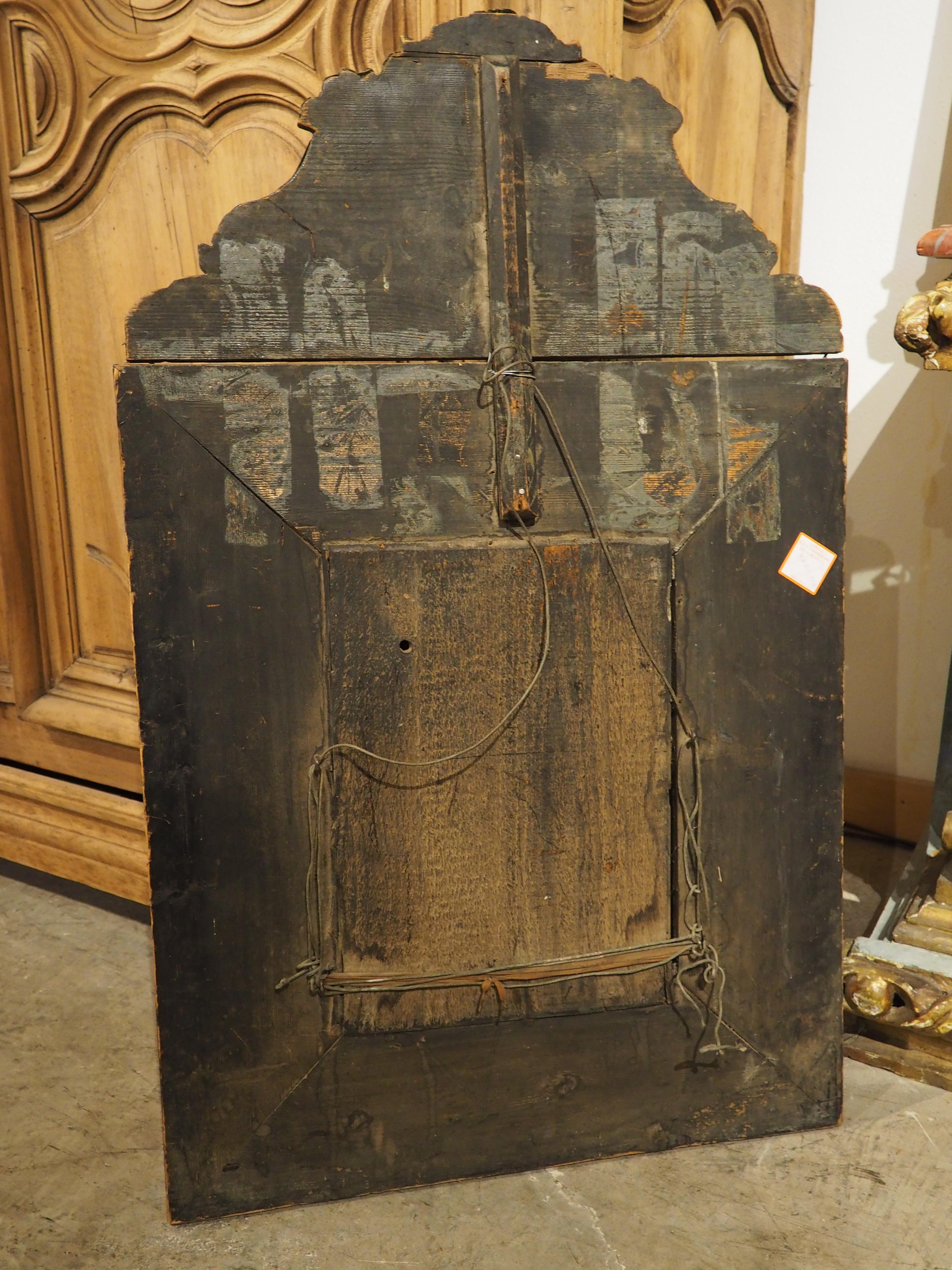 Circa 1860 Ebonized and Brass Repousse Louis XIV Style Parclose Mirror For Sale 12