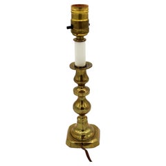 Antique Circa 1860 English Brass Candlestick Lamp