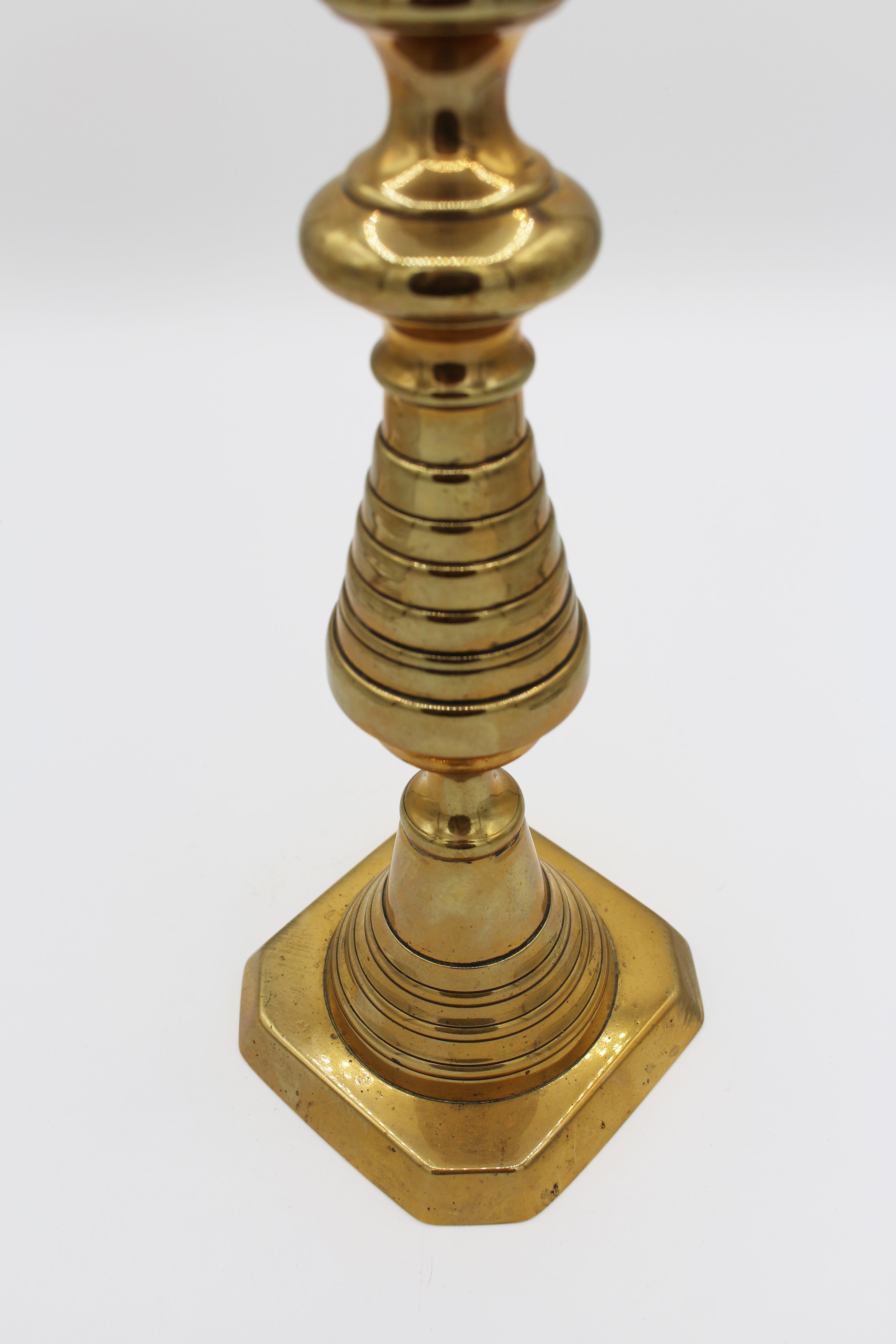 Circa 1860 English Brass Candlesticks, a Pair For Sale 3