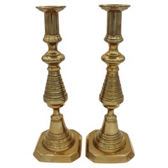 Circa 1860 English Brass Candlesticks, a Pair