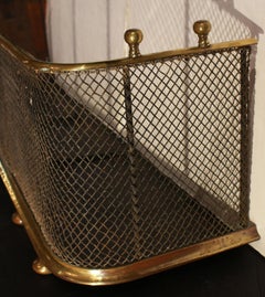 Circa 1860 English Brass & Wire Mesh Fireplace Fender