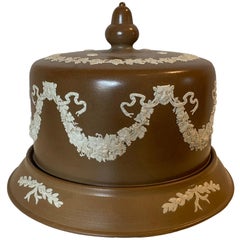 Antique English Jasperware Cheese Dome by Dudson Stilton, Style of Wedgwood, circa 1860