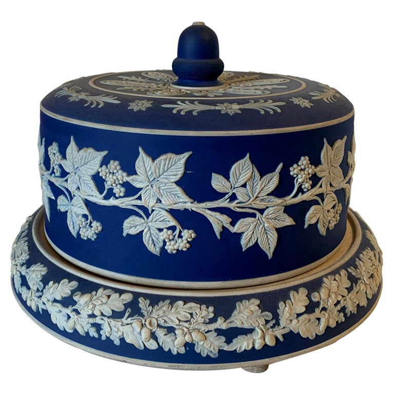 English Jasperware Cheese Dome by Dudson Stilton, Style of Wedgwood