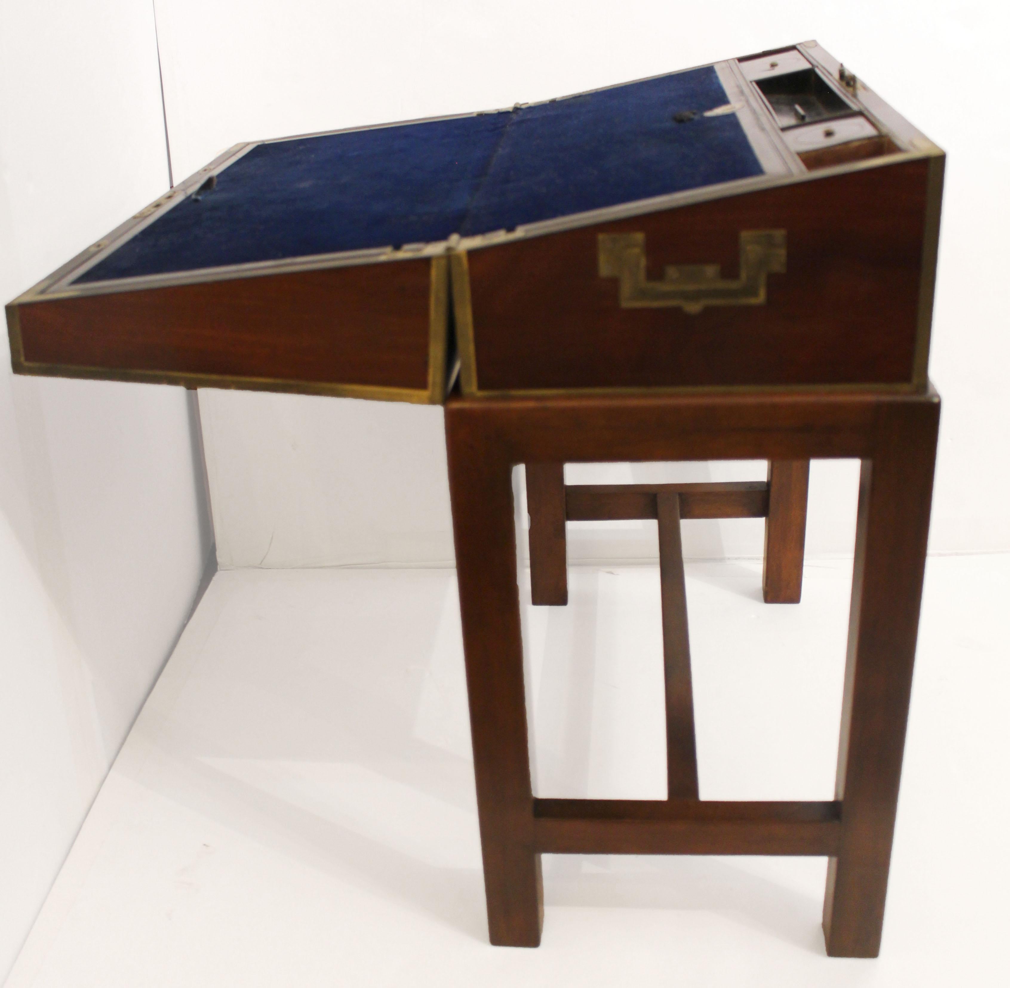 Circa 1860 English Lap Desk on Custom-Made Side Table Stand 4