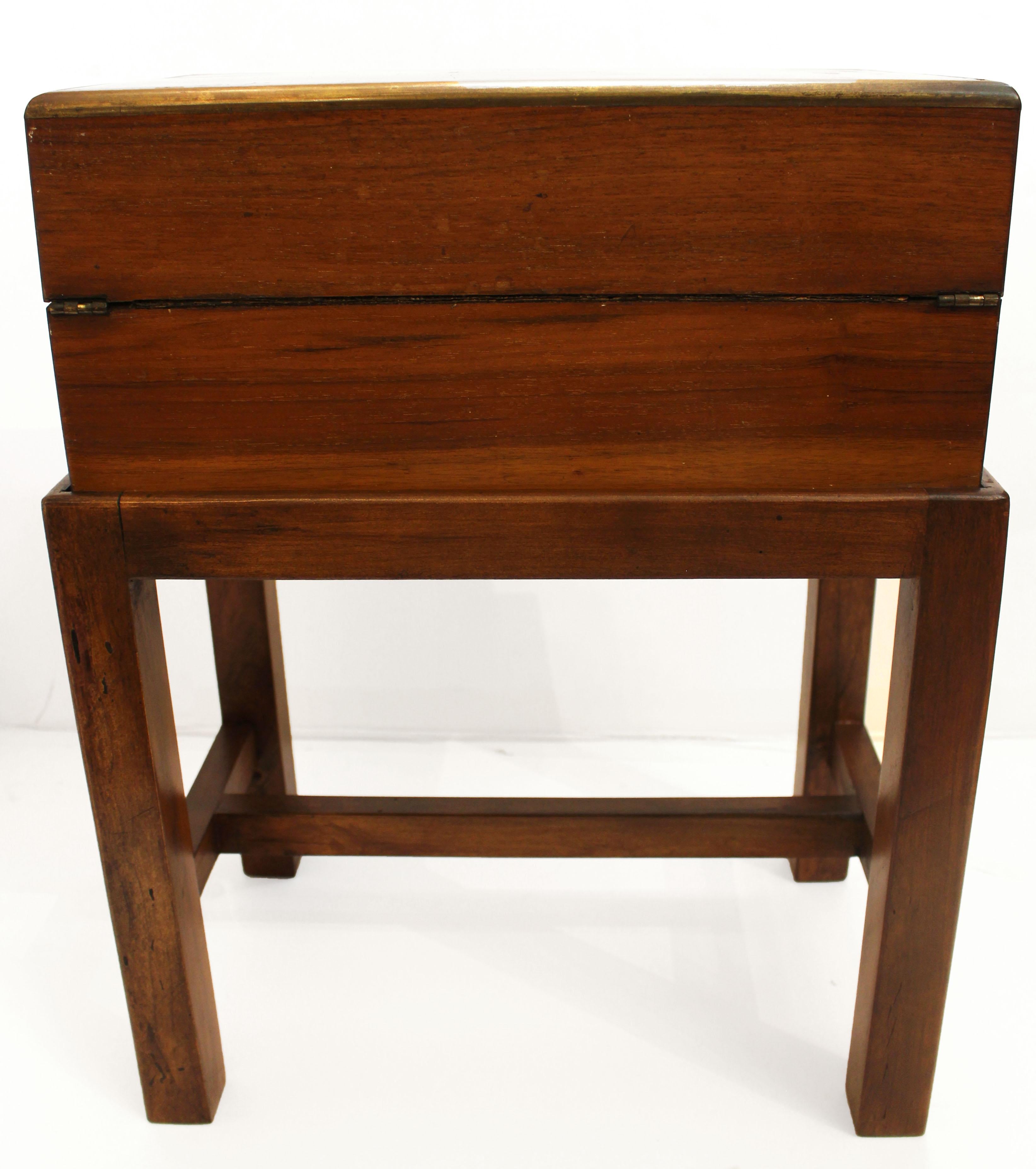 Mid-19th Century Circa 1860 English Lap Desk on Custom Side Table Stand