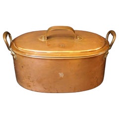 Circa 1860 English Large Oval Copper Fish Boiler