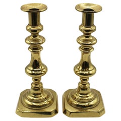Circa 1860 English Pair of Brass 11" Candlesticks