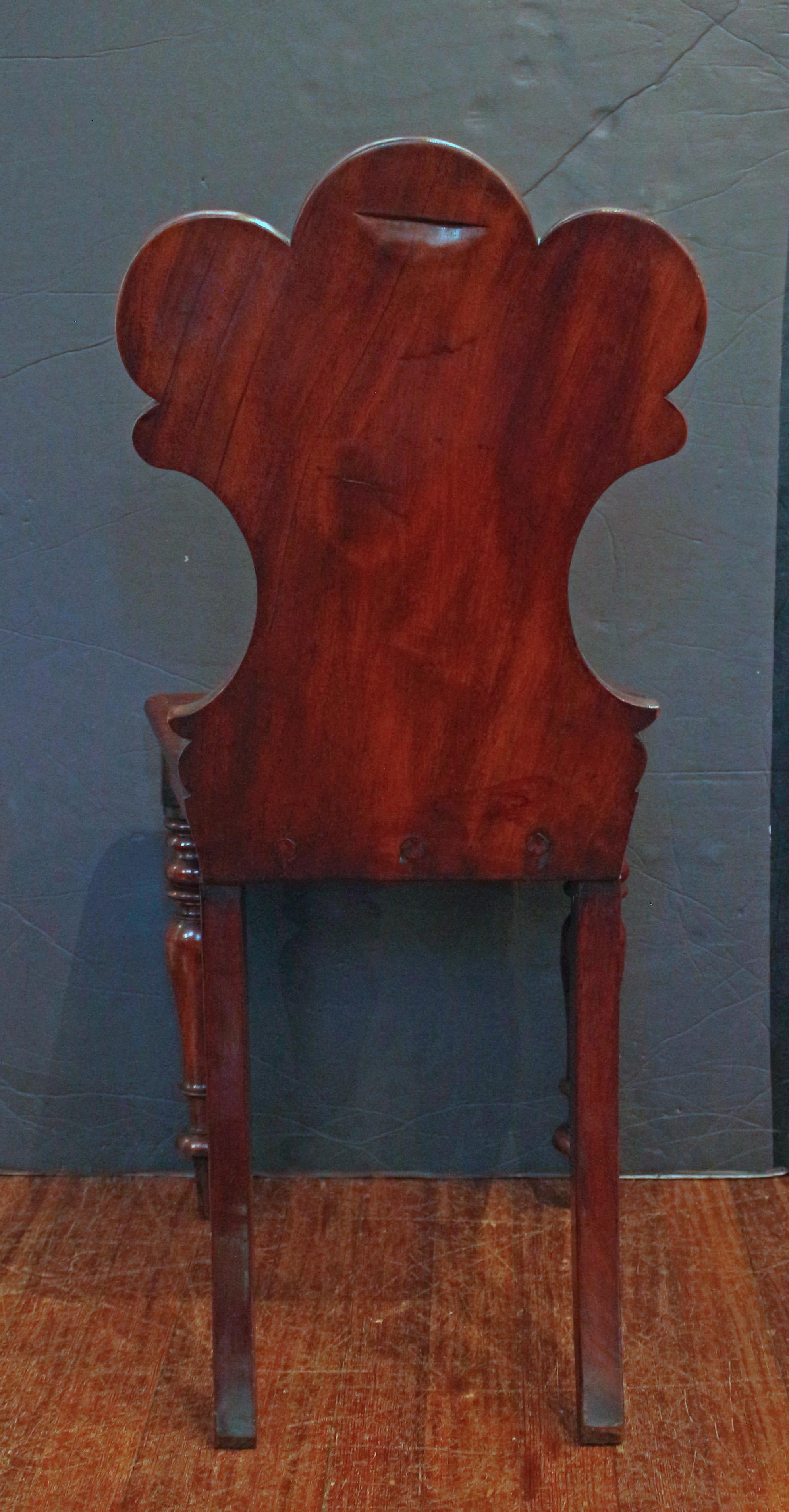 Mid-19th Century Circa 1860 English Pair of Carved Hall Chairs For Sale