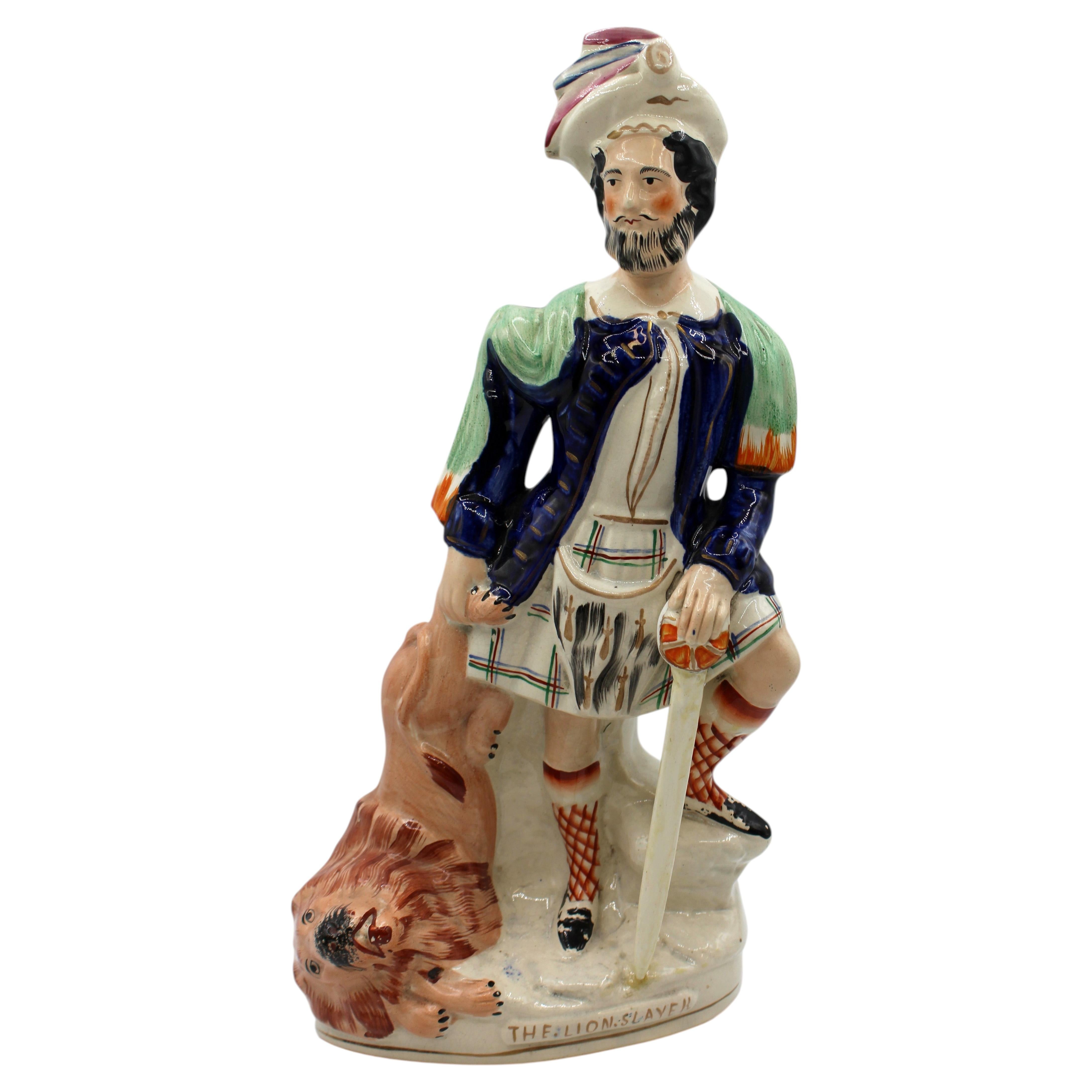 Circa 1860 English Staffordshire Figure of "The Lion Slayer"