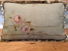 Circa 1860 French Aubusson Tapestry Pillow with Floral
