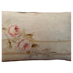 Circa 1860 French Aubusson Tapestry Pillow with Floral