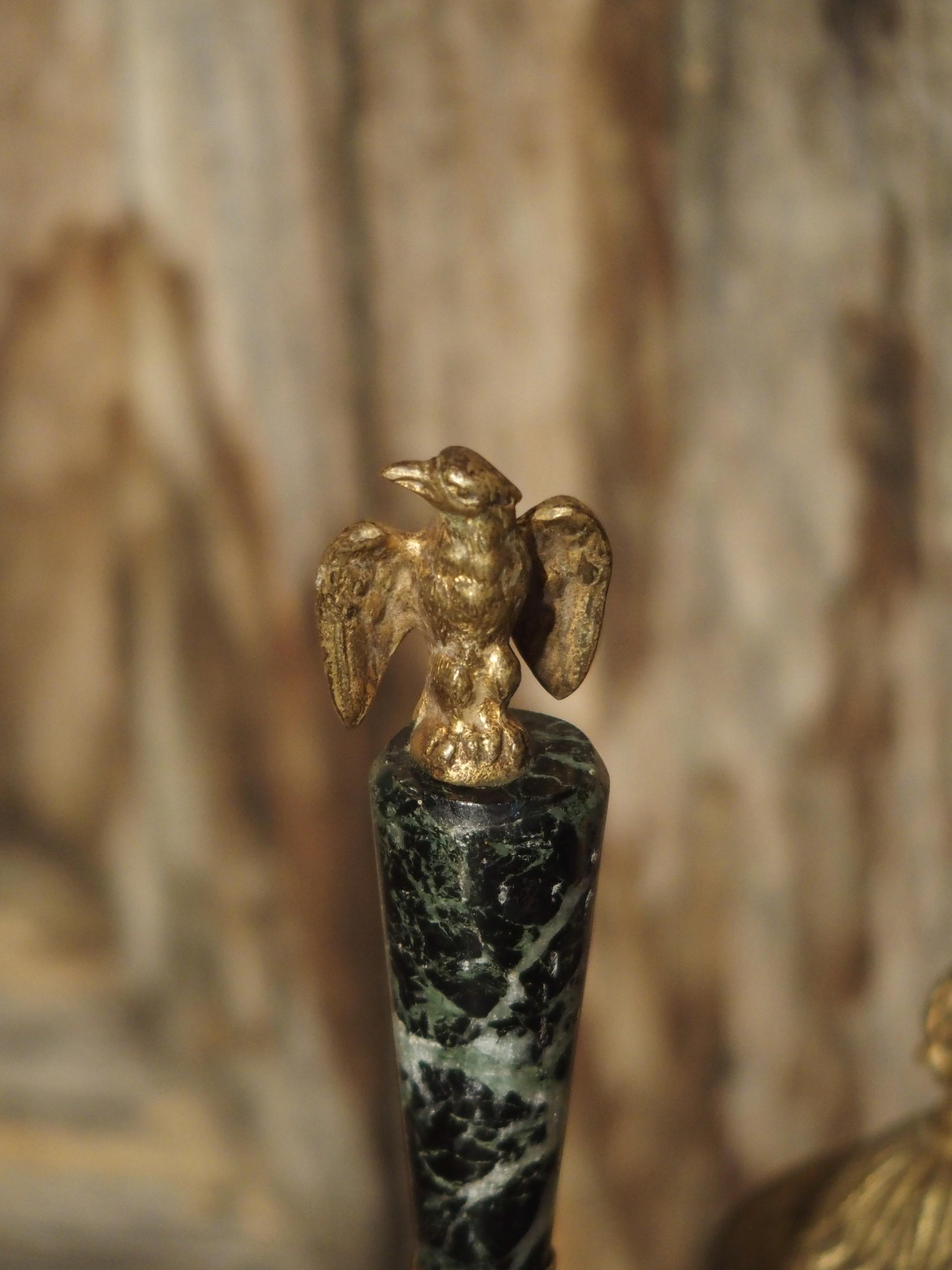 French Empire Style Marble and Bronze Inkwell with Letter Opener, circa 1860 5