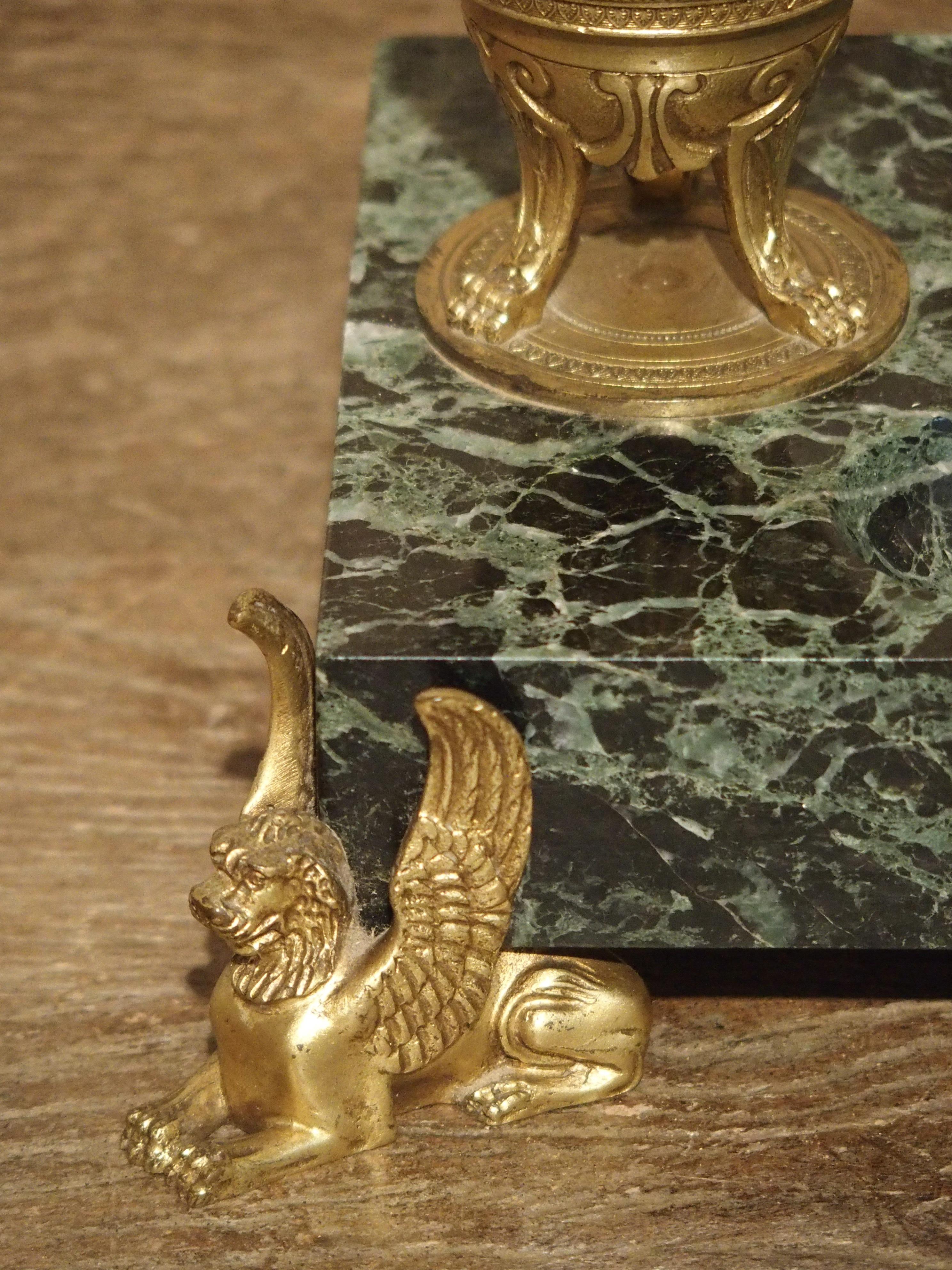 French Empire Style Marble and Bronze Inkwell with Letter Opener, circa 1860 7