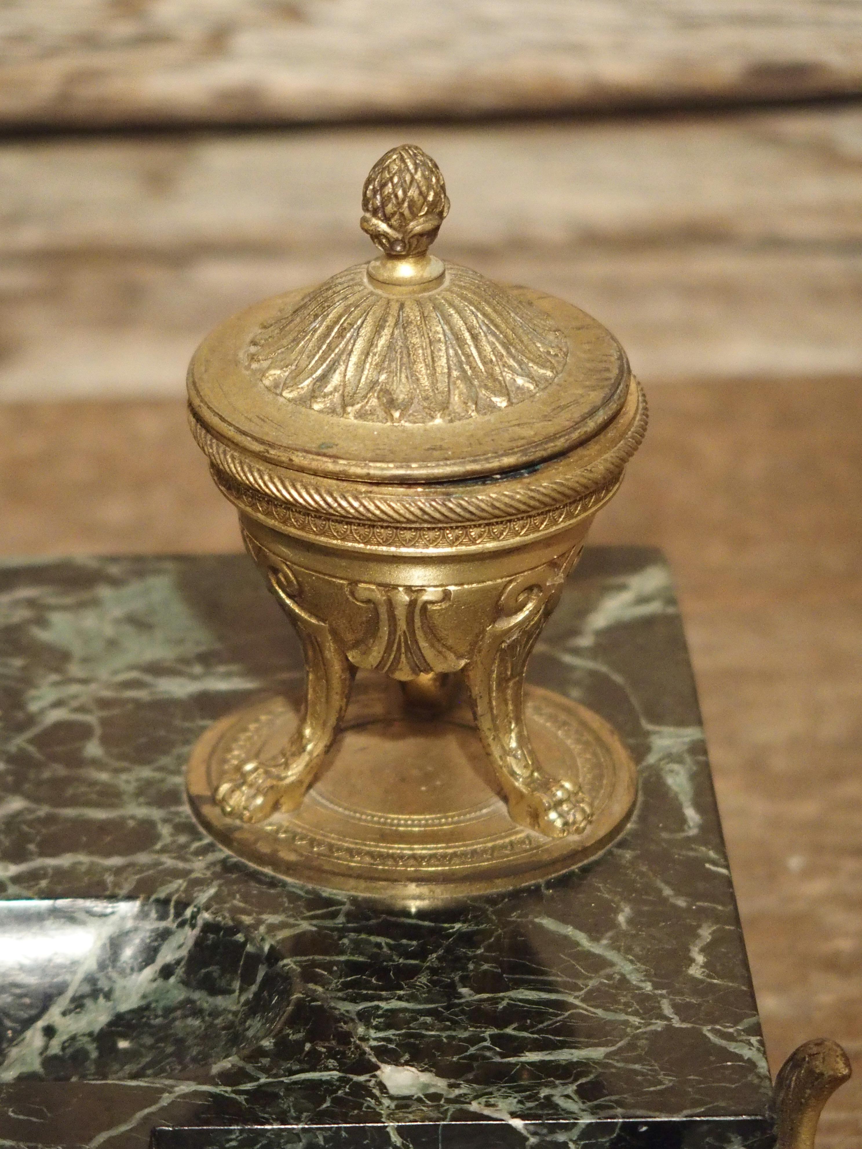 French Empire Style Marble and Bronze Inkwell with Letter Opener, circa 1860 10