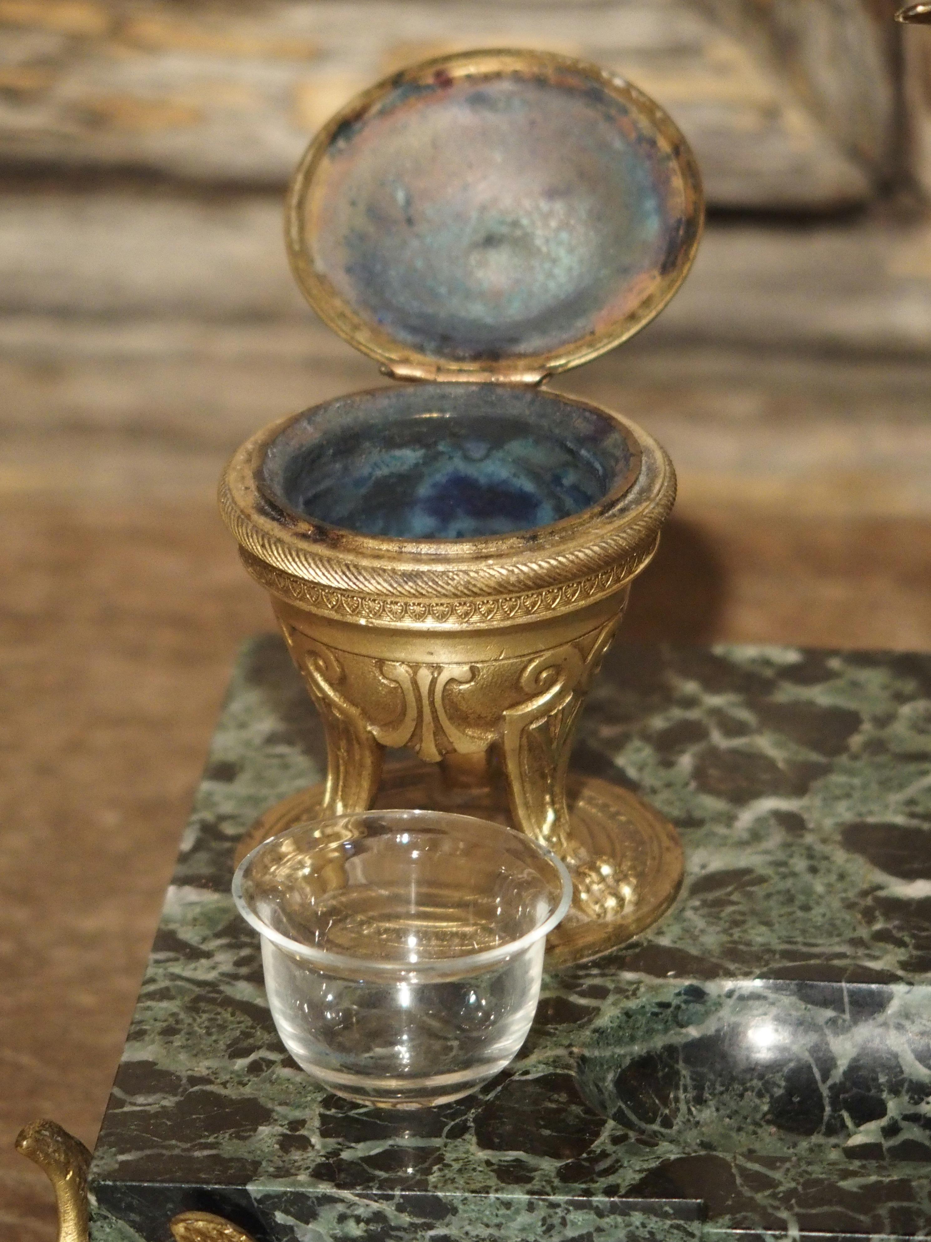 French Empire Style Marble and Bronze Inkwell with Letter Opener, circa 1860 11