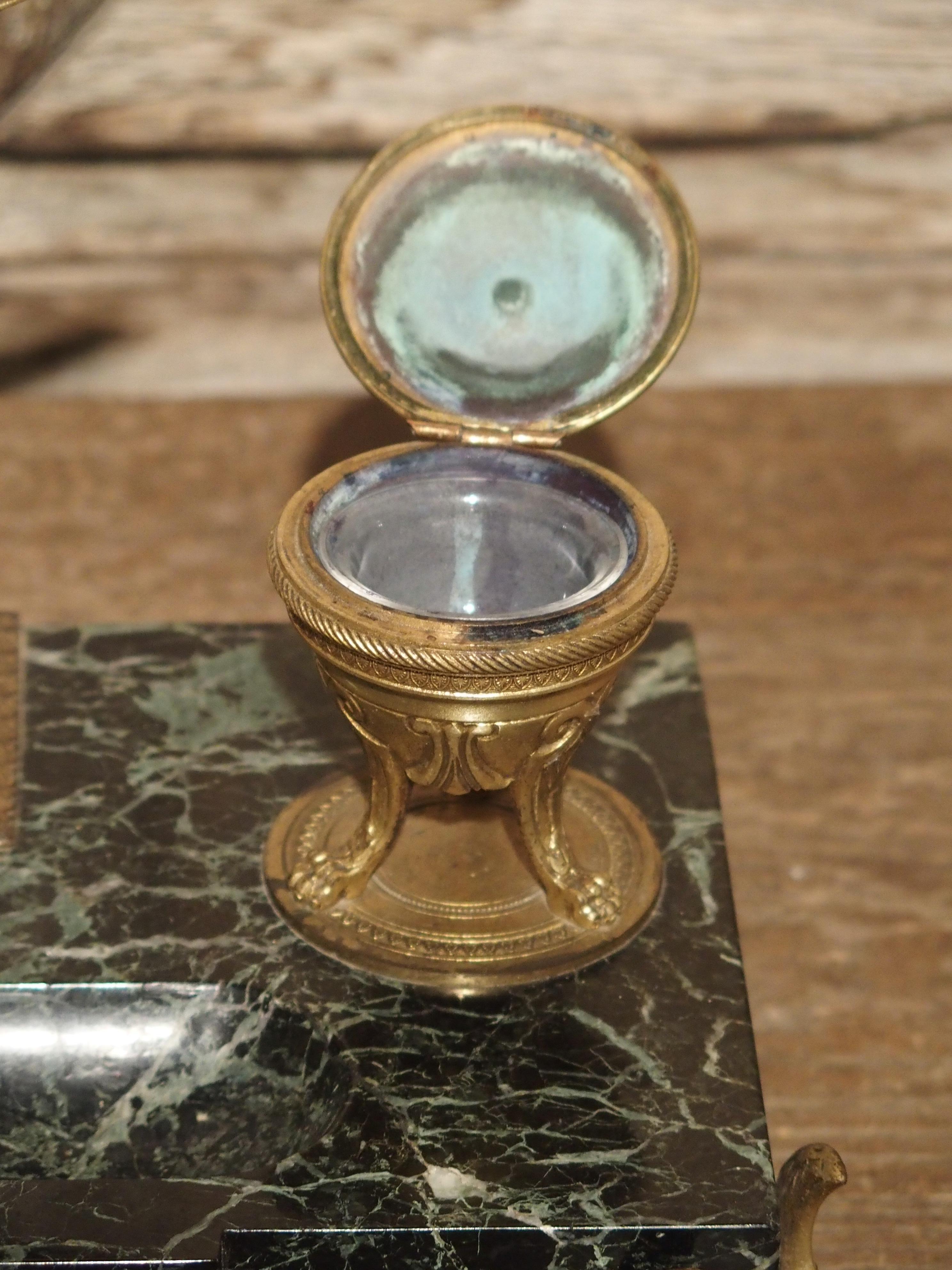 French Empire Style Marble and Bronze Inkwell with Letter Opener, circa 1860 12