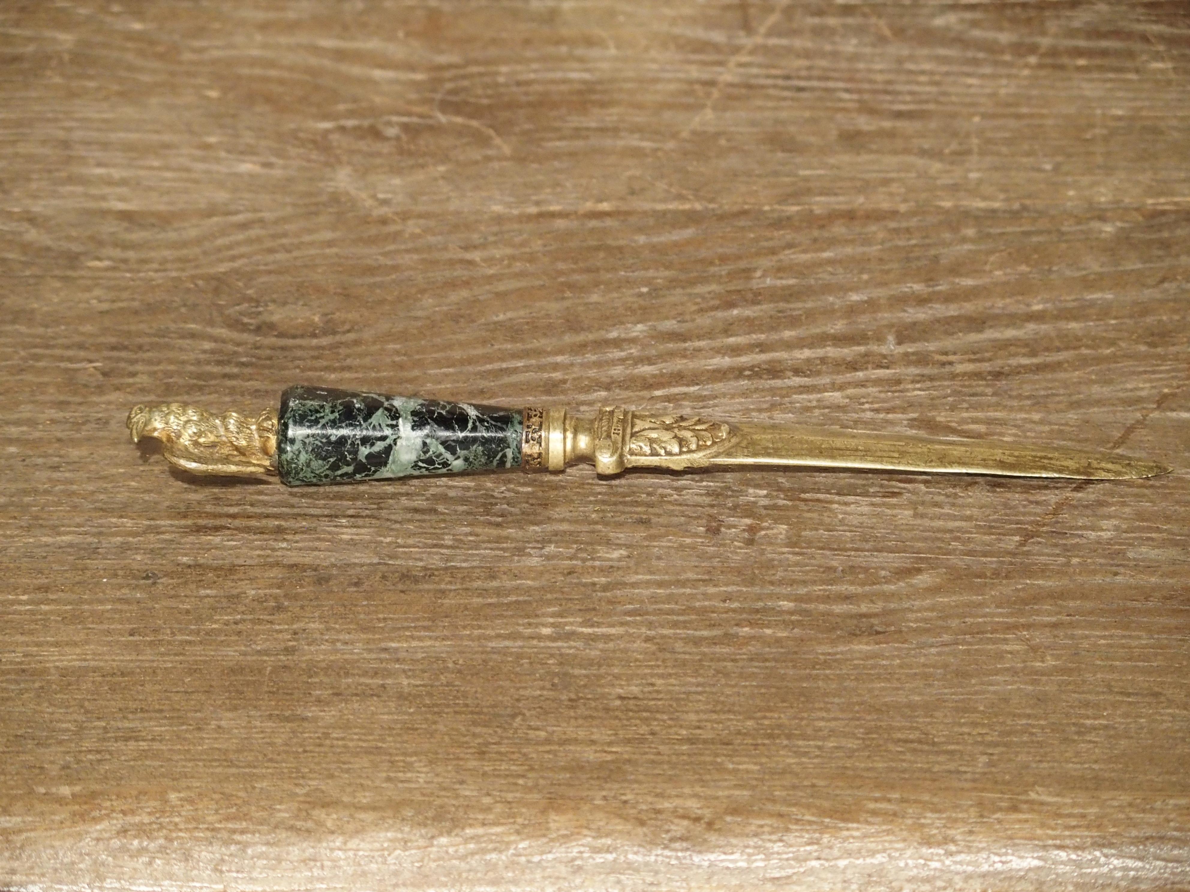 French Empire Style Marble and Bronze Inkwell with Letter Opener, circa 1860 13
