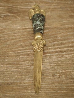 French Empire Style Marble and Bronze Inkwell with Letter Opener, circa 1860